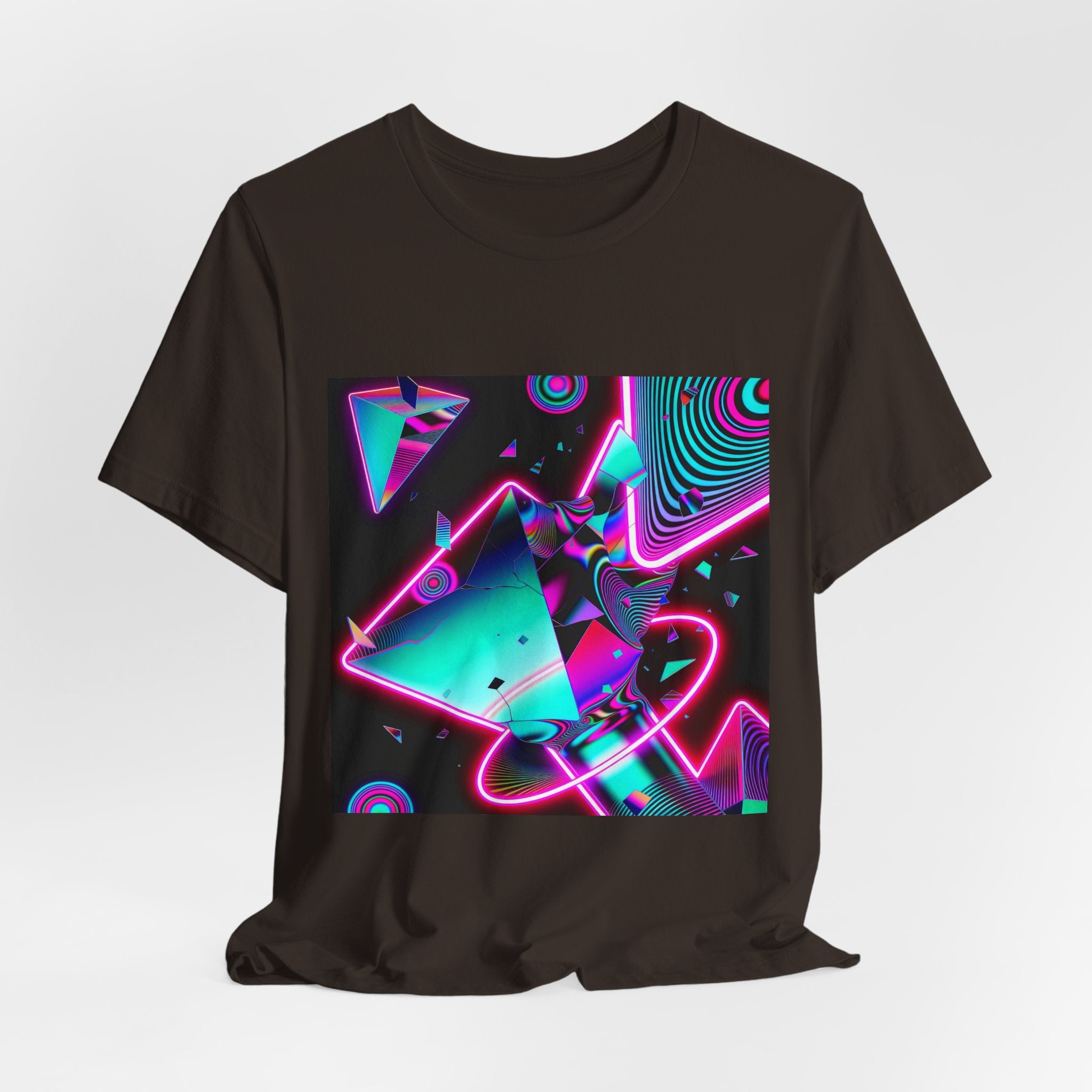Retro Neon Vaporwave T-Shirt – 80s Synthwave Geometric Tee