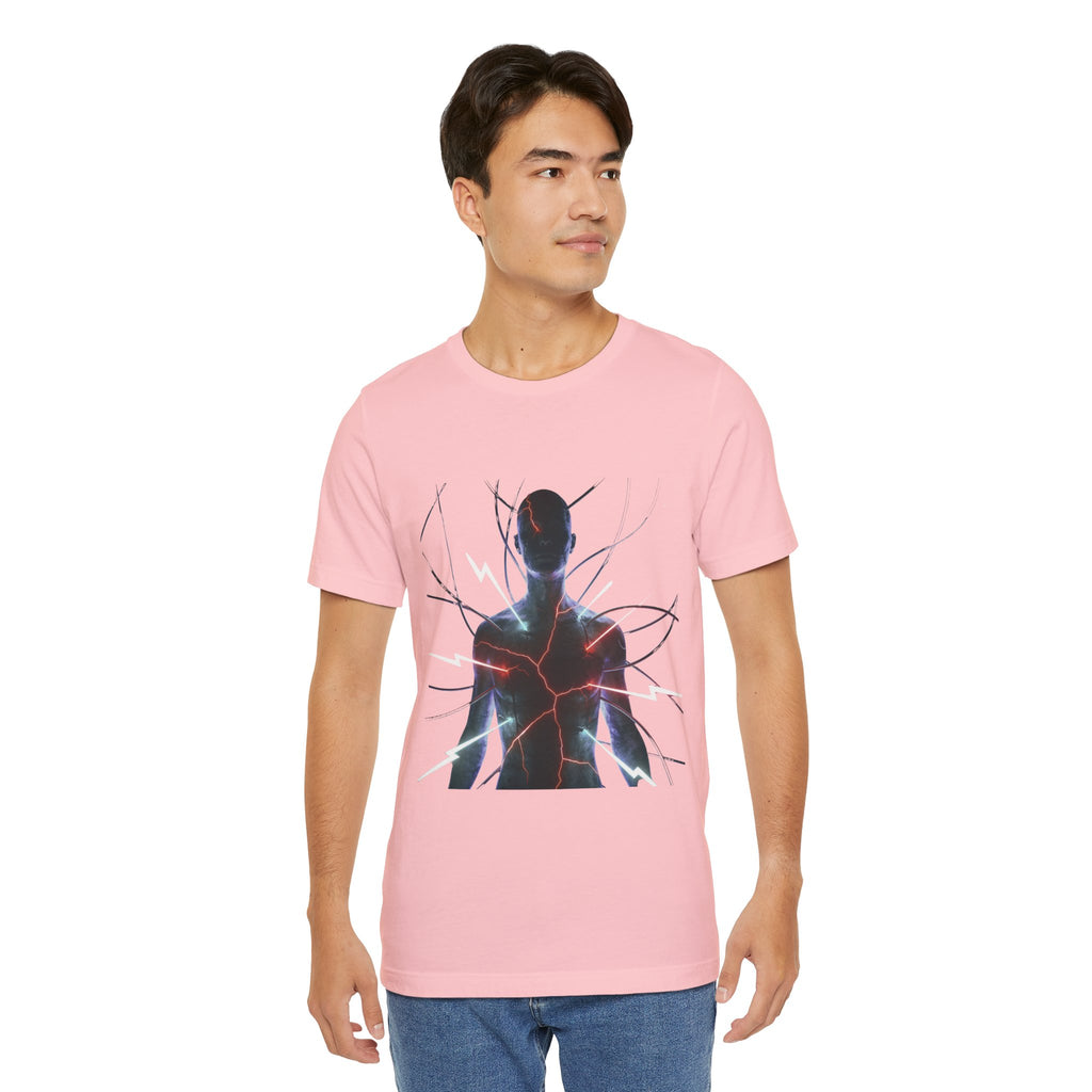 Abstract Electric Silhouette Tee — Futuristic Lightning Graphic T-Shirt
