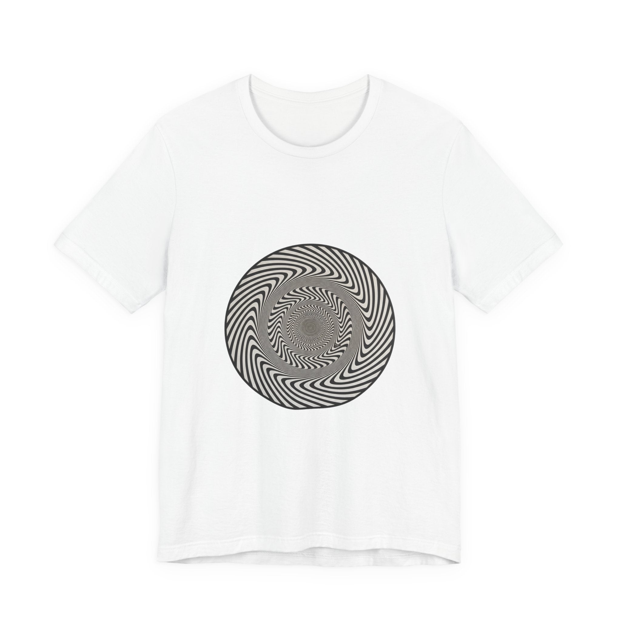 Optical Spiral Illusion Tee - Black Hypnotic Circle Graphic T-Shirt