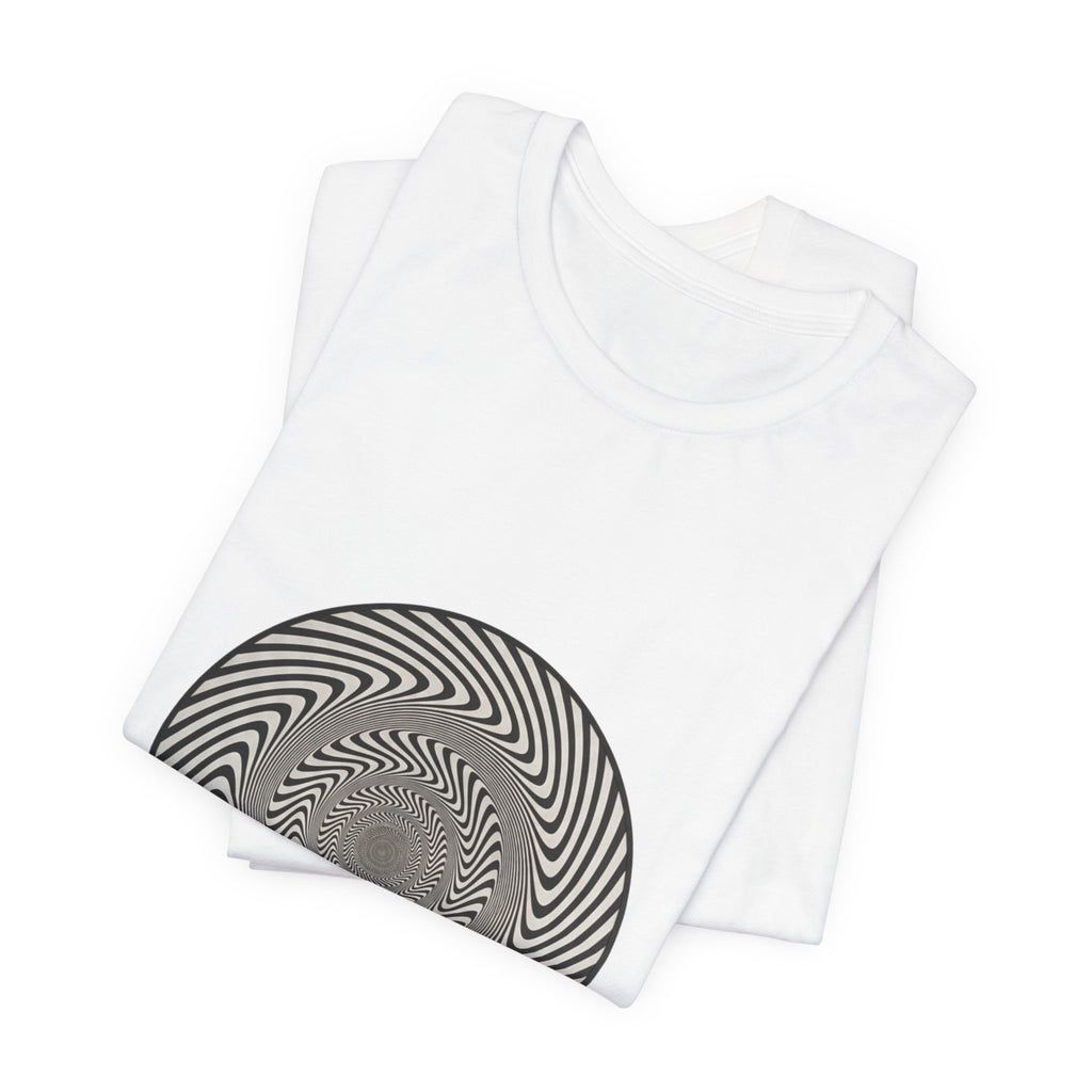 Optical Spiral Illusion Tee - Black Hypnotic Circle Graphic T-Shirt