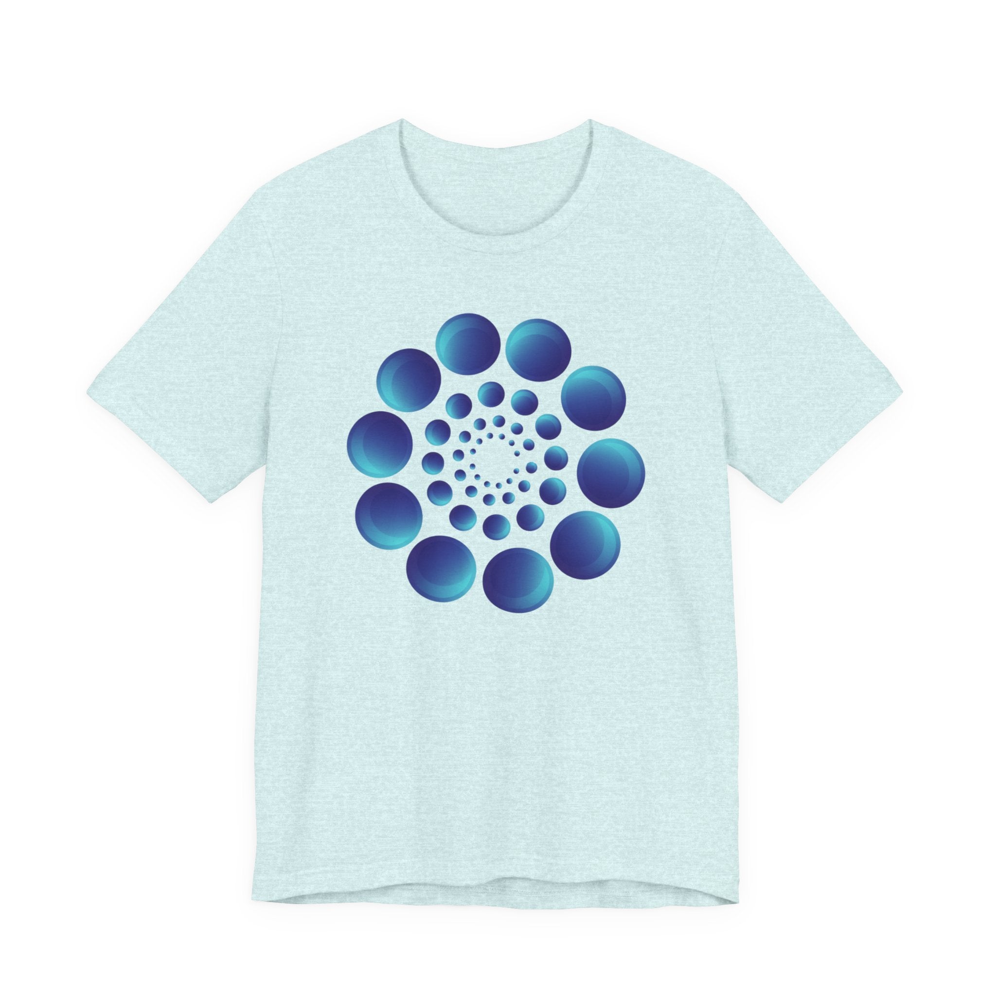 Spiral Blue Dot Tee — Geometric Optical Design T-Shirt