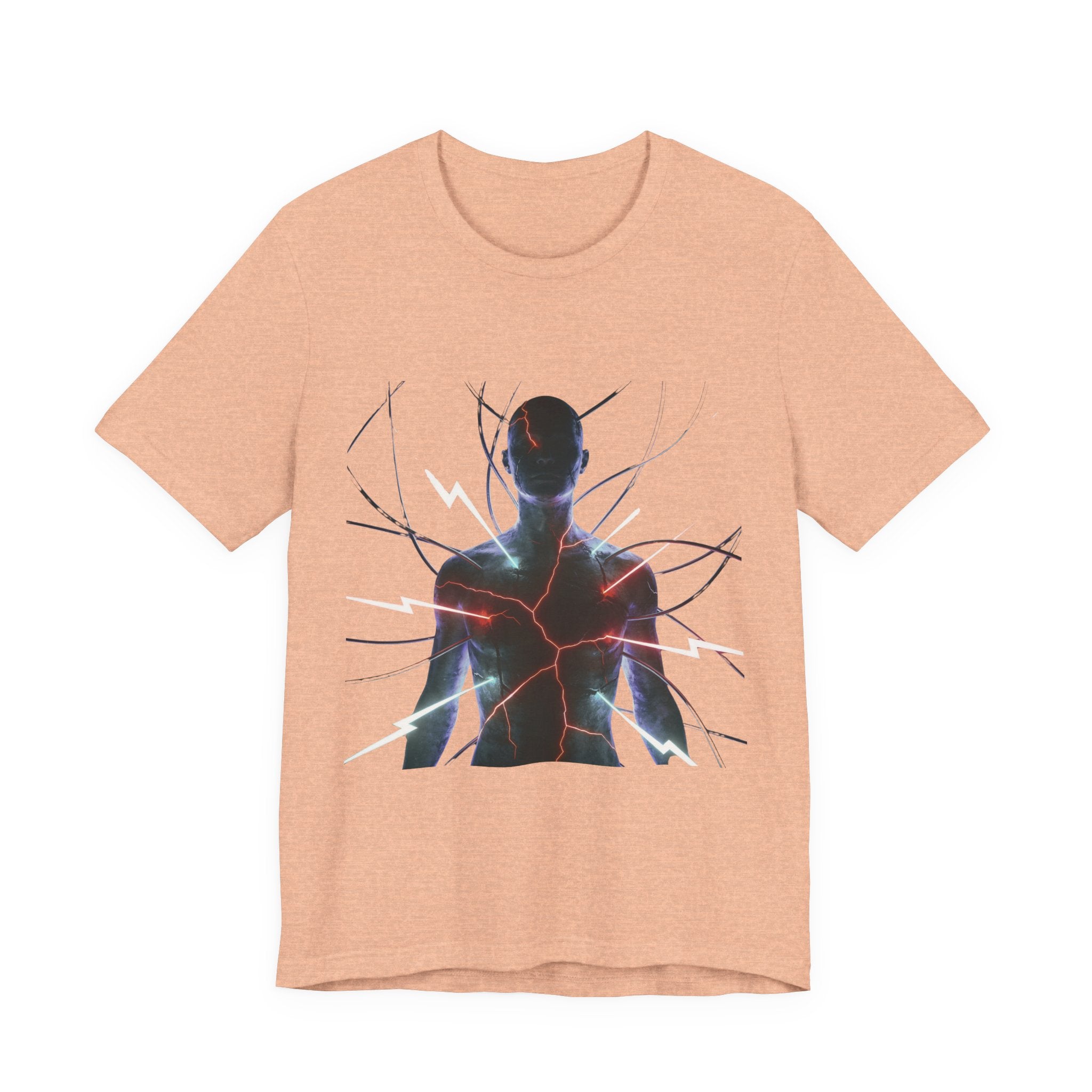 Abstract Electric Silhouette Tee — Futuristic Lightning Graphic T-Shirt