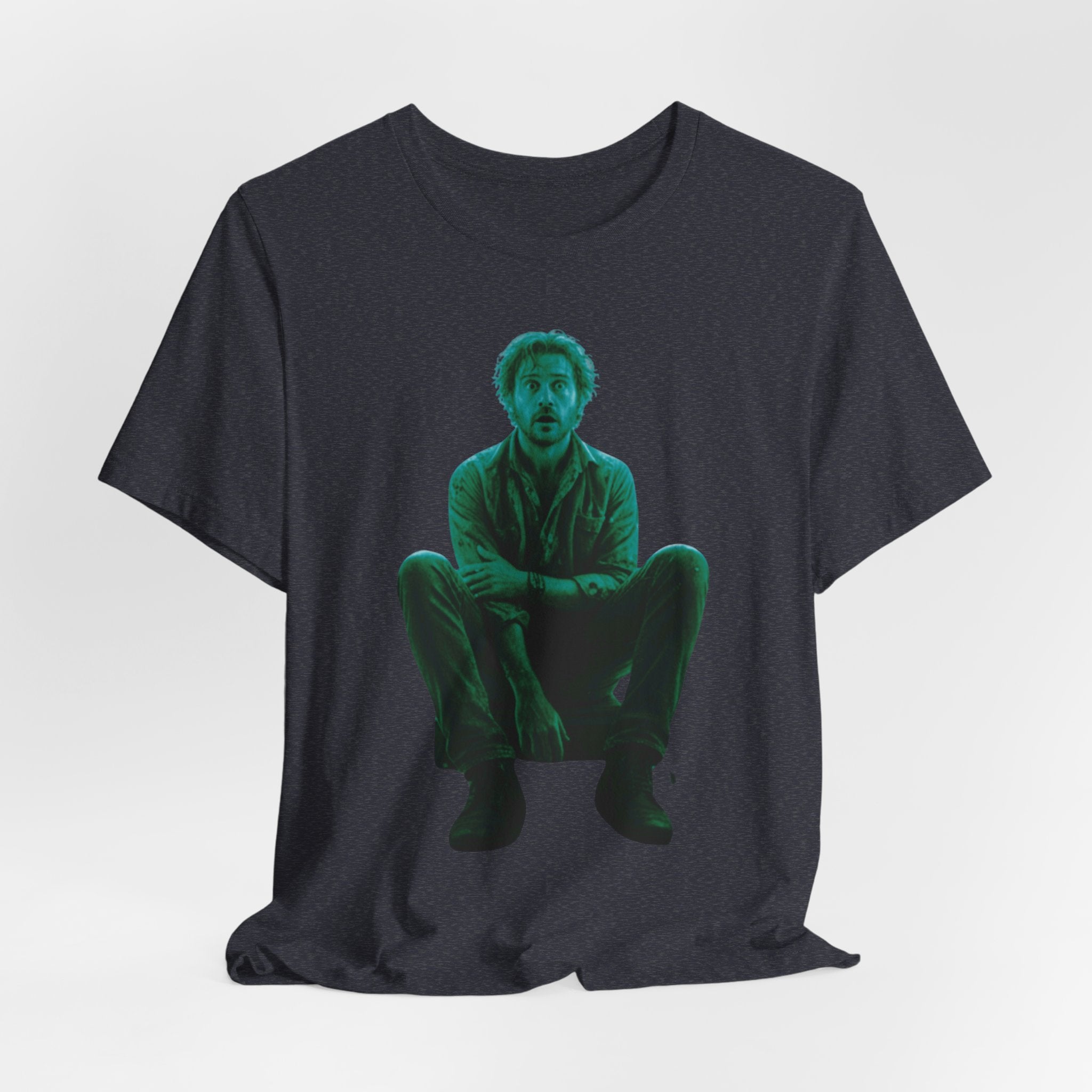 Sitting Silhouette Tee — Moody Green Portrait Graphic T-Shirt