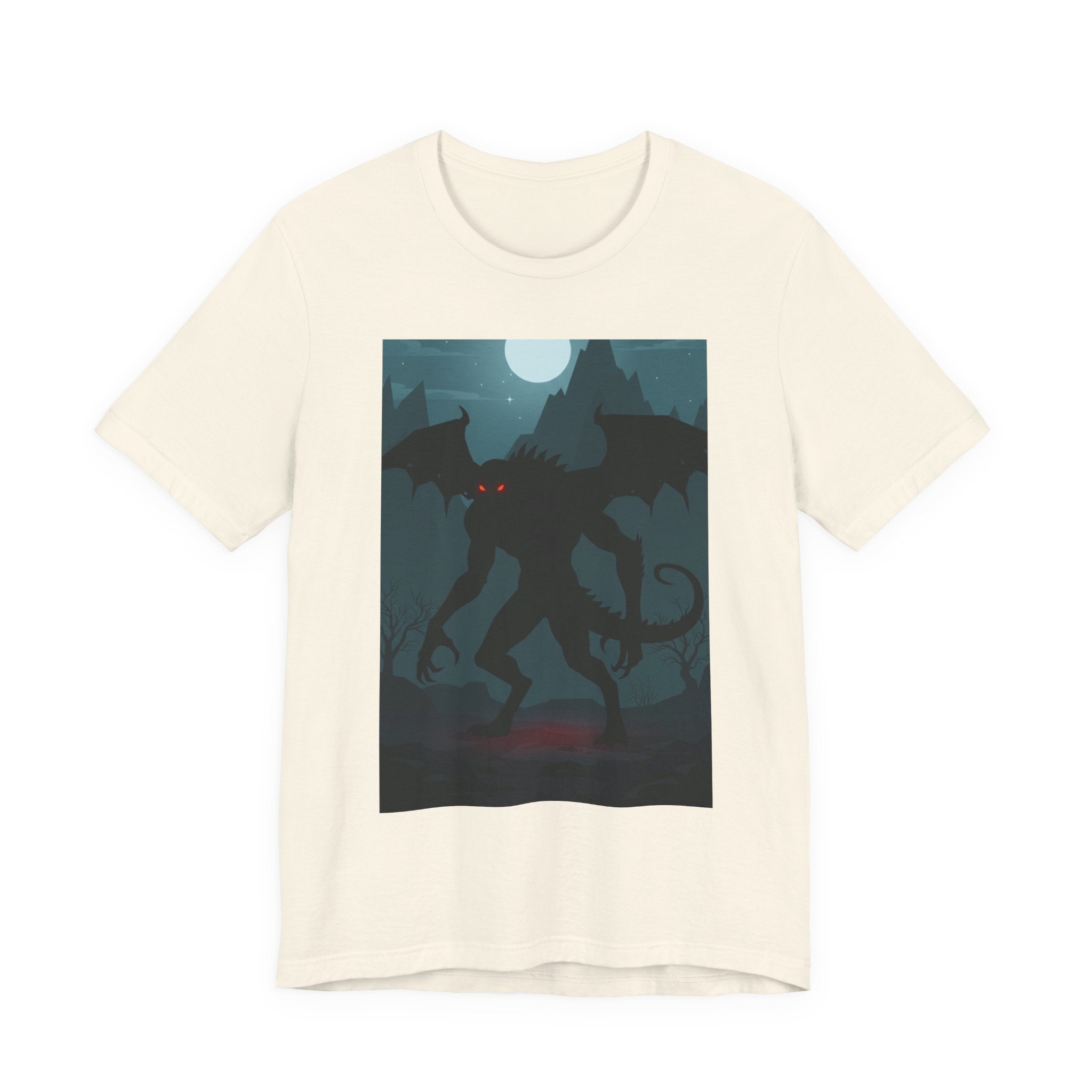 Cthulhu Nightscape T-Shirt — Lovecraftian Monster Tee with Glowing Red Eyes