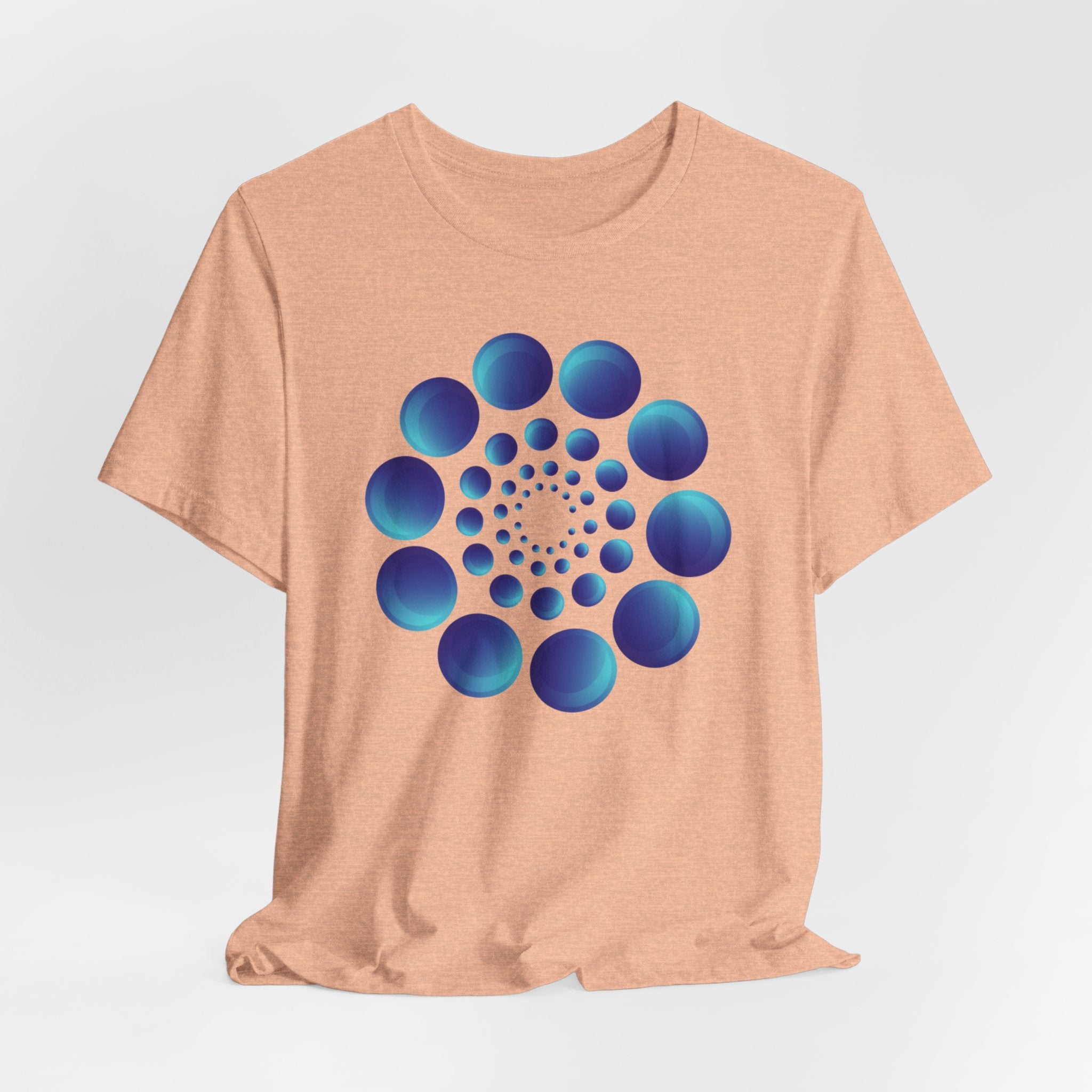 Spiral Blue Dot Tee — Geometric Optical Design T-Shirt