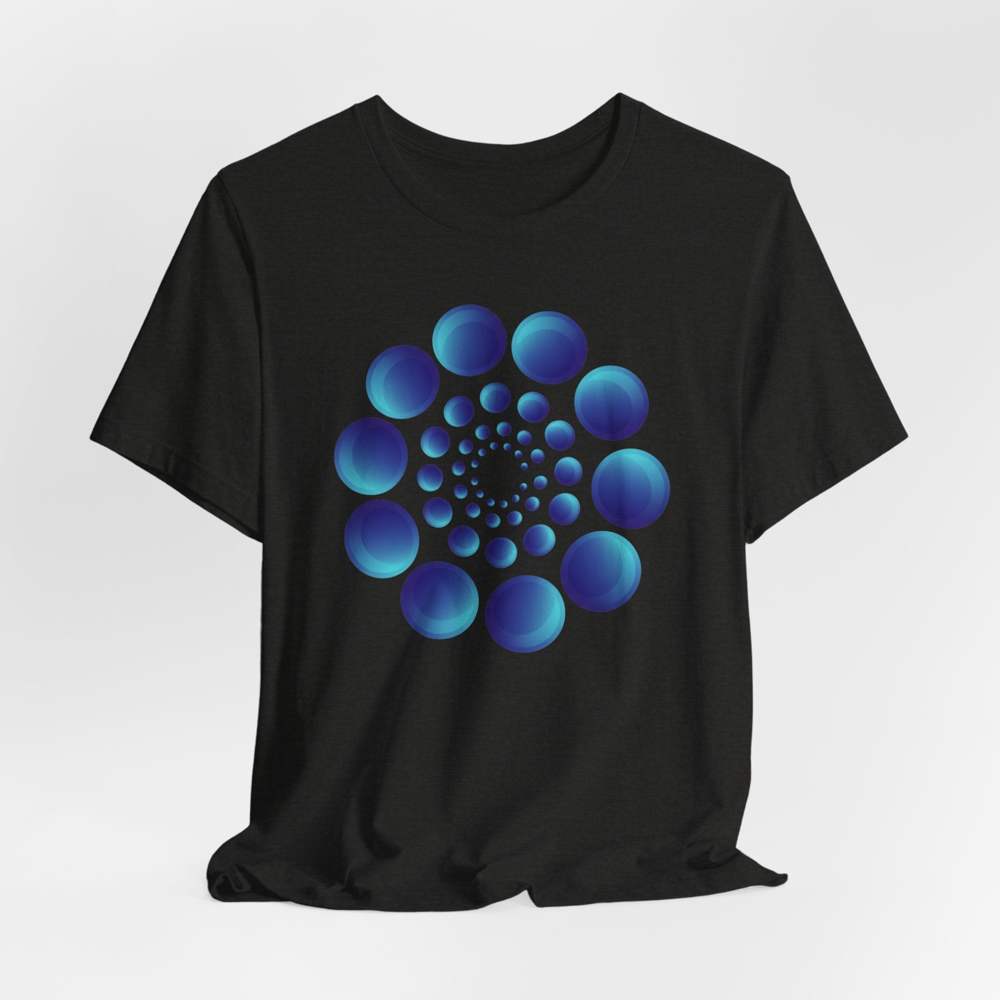 Spiral Blue Dot Tee — Geometric Optical Design T-Shirt