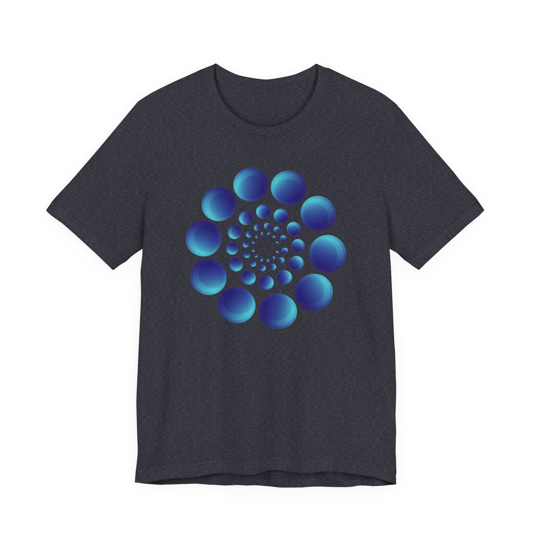 Spiral Blue Dot Tee — Geometric Optical Design T-Shirt