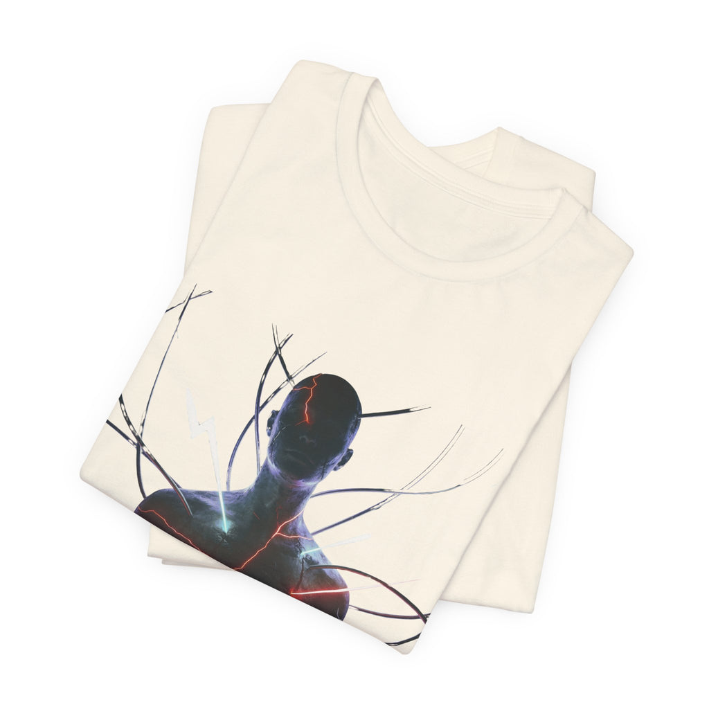 Abstract Electric Silhouette Tee — Futuristic Lightning Graphic T-Shirt