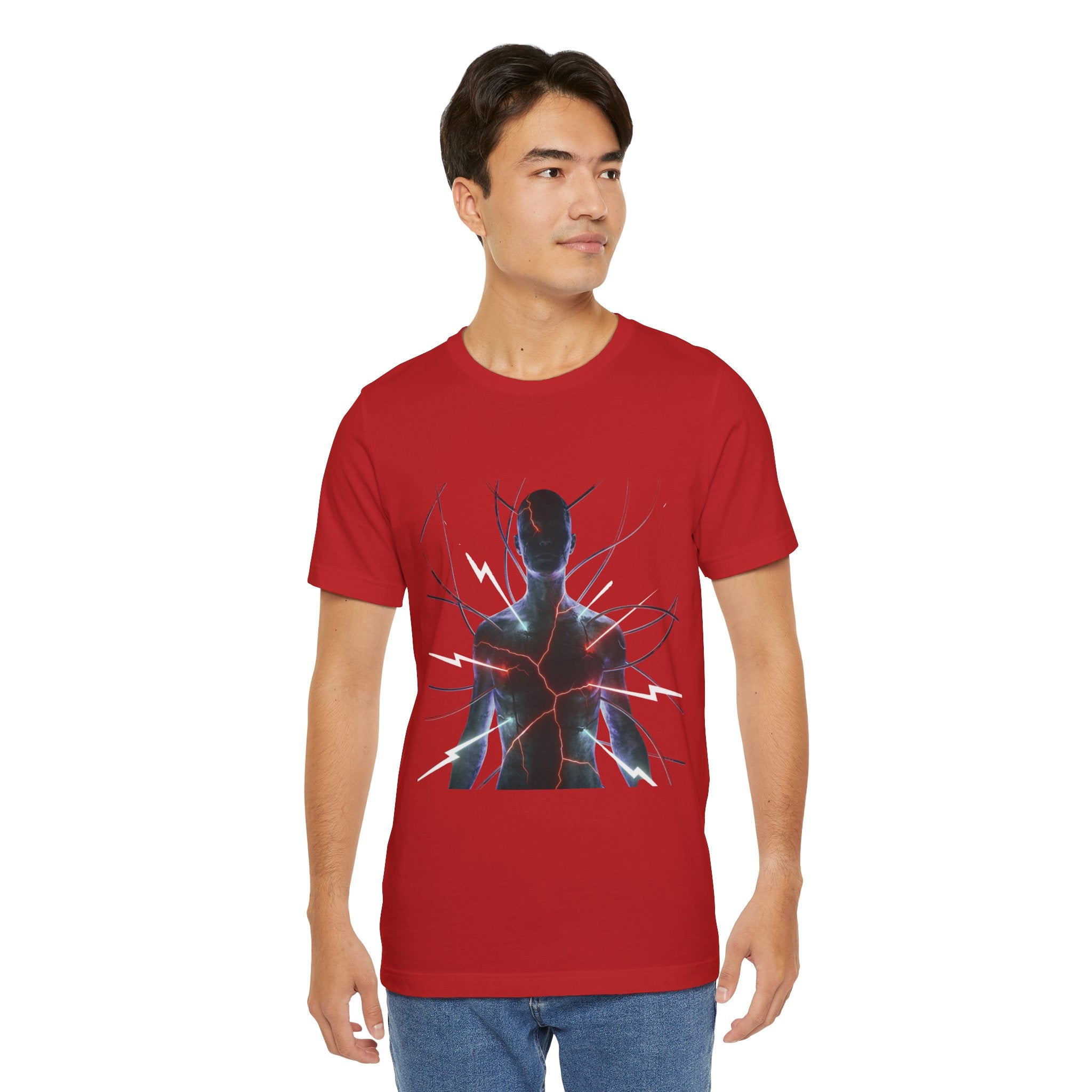 Abstract Electric Silhouette Tee — Futuristic Lightning Graphic T-Shirt