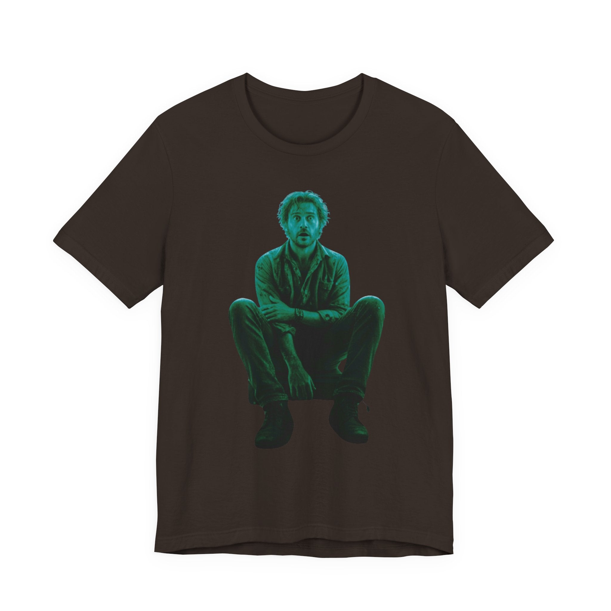 Sitting Silhouette Tee — Moody Green Portrait Graphic T-Shirt