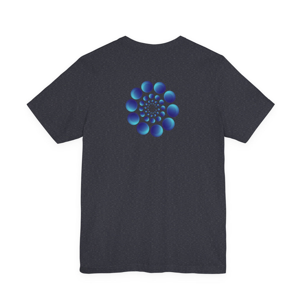 Spiral Blue Dot Tee — Geometric Optical Design T-Shirt
