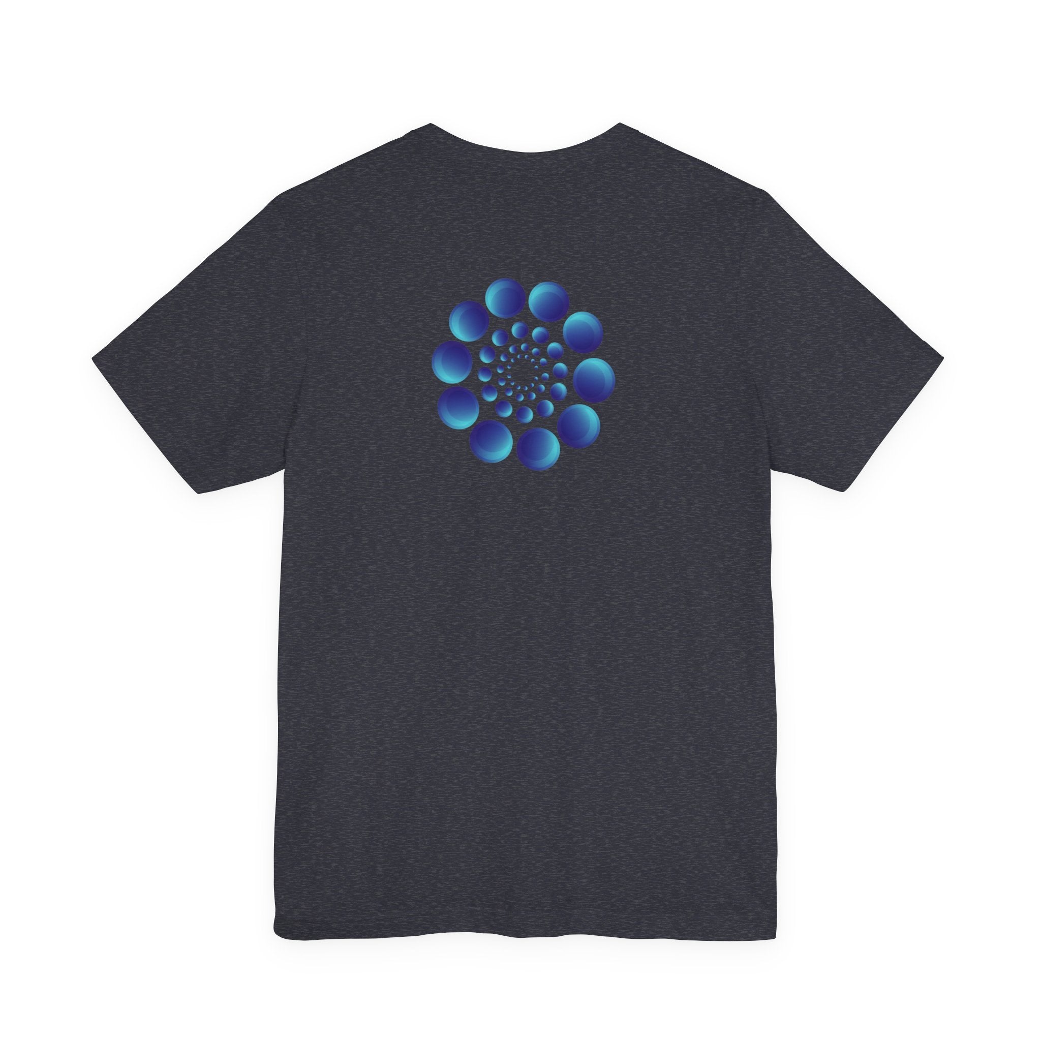 Spiral Blue Dot Tee — Geometric Optical Design T-Shirt