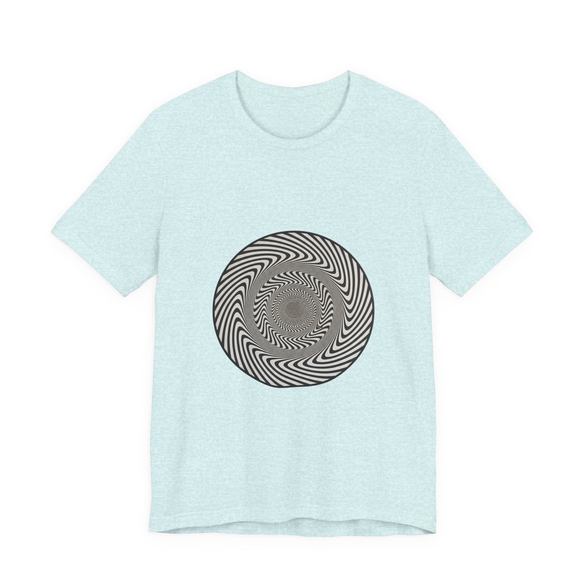 Optical Spiral Illusion Tee - Black Hypnotic Circle Graphic T-Shirt