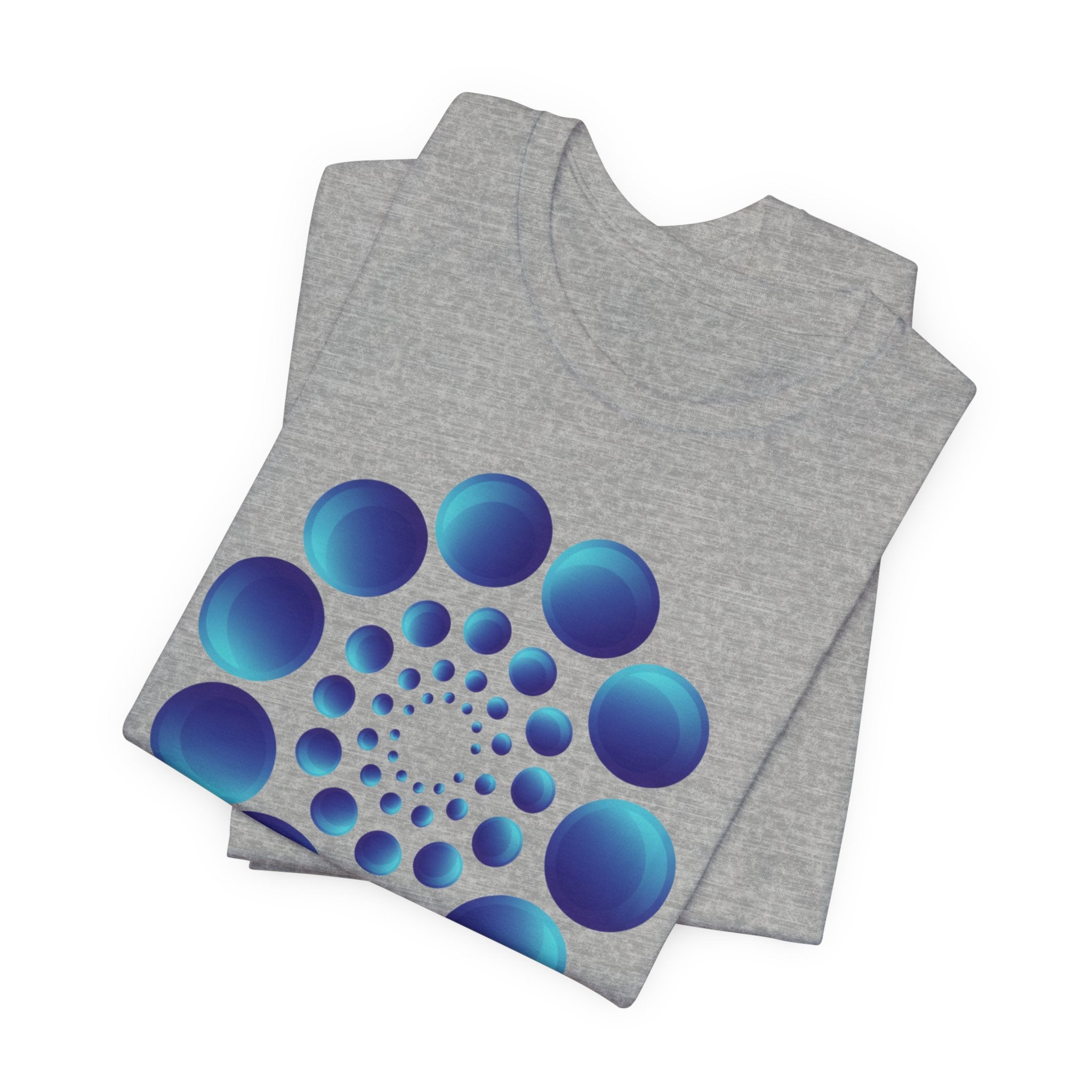 Spiral Blue Dot Tee — Geometric Optical Design T-Shirt