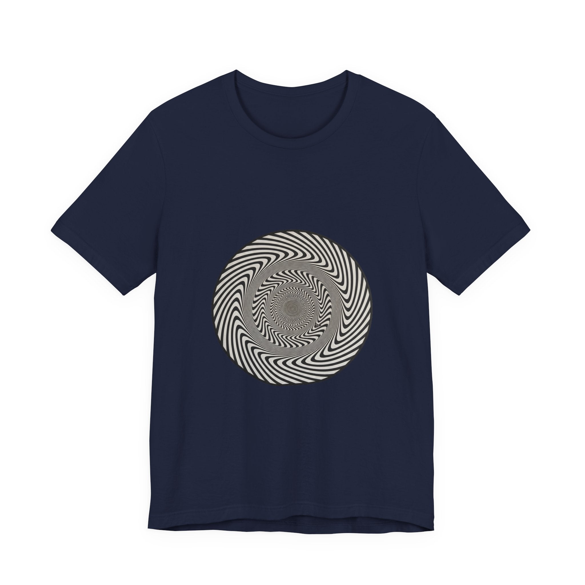 Optical Spiral Illusion Tee - Black Hypnotic Circle Graphic T-Shirt