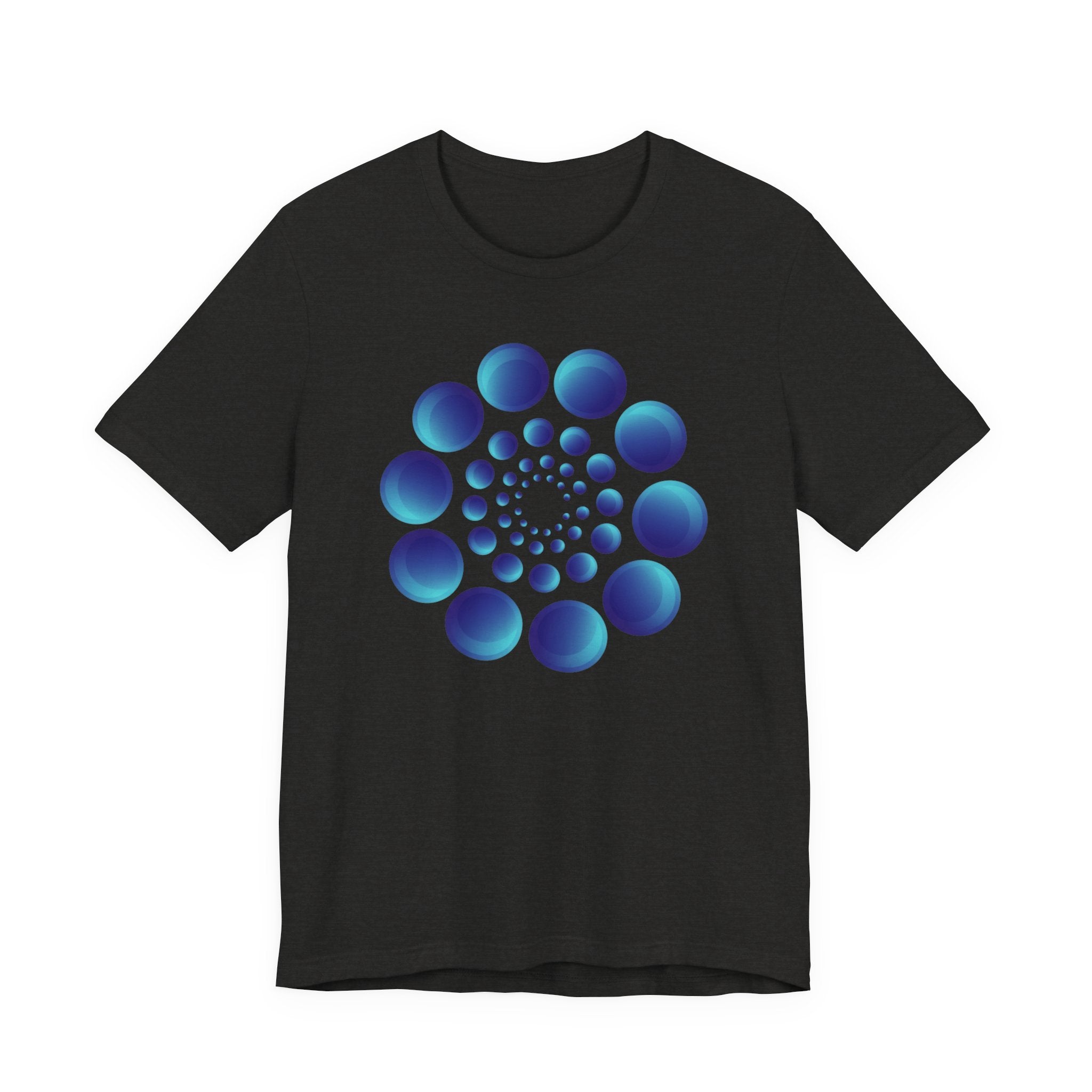 Spiral Blue Dot Tee — Geometric Optical Design T-Shirt