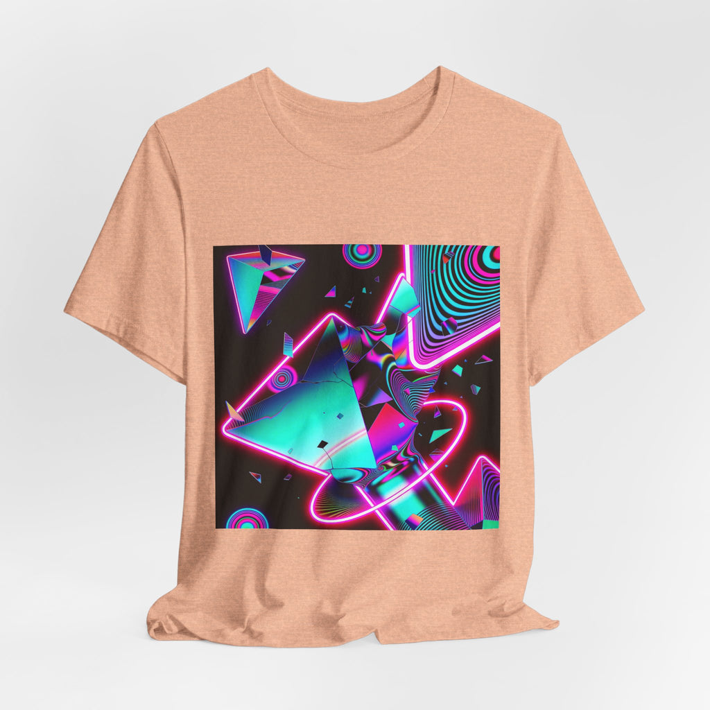 Retro Neon Vaporwave T-Shirt – 80s Synthwave Geometric Tee