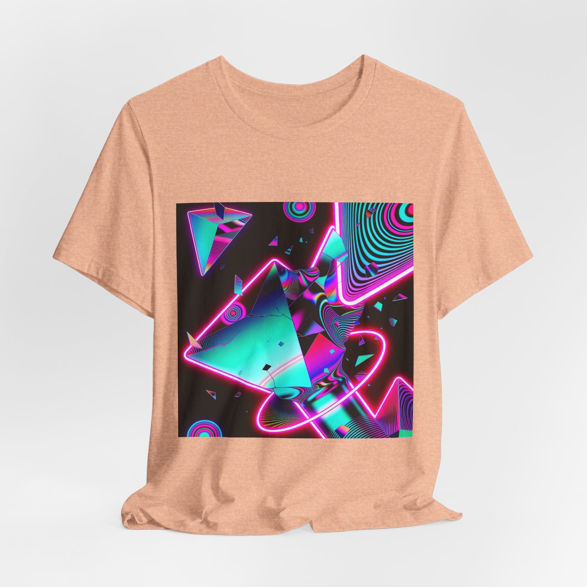 Retro Neon Vaporwave T-Shirt – 80s Synthwave Geometric Tee