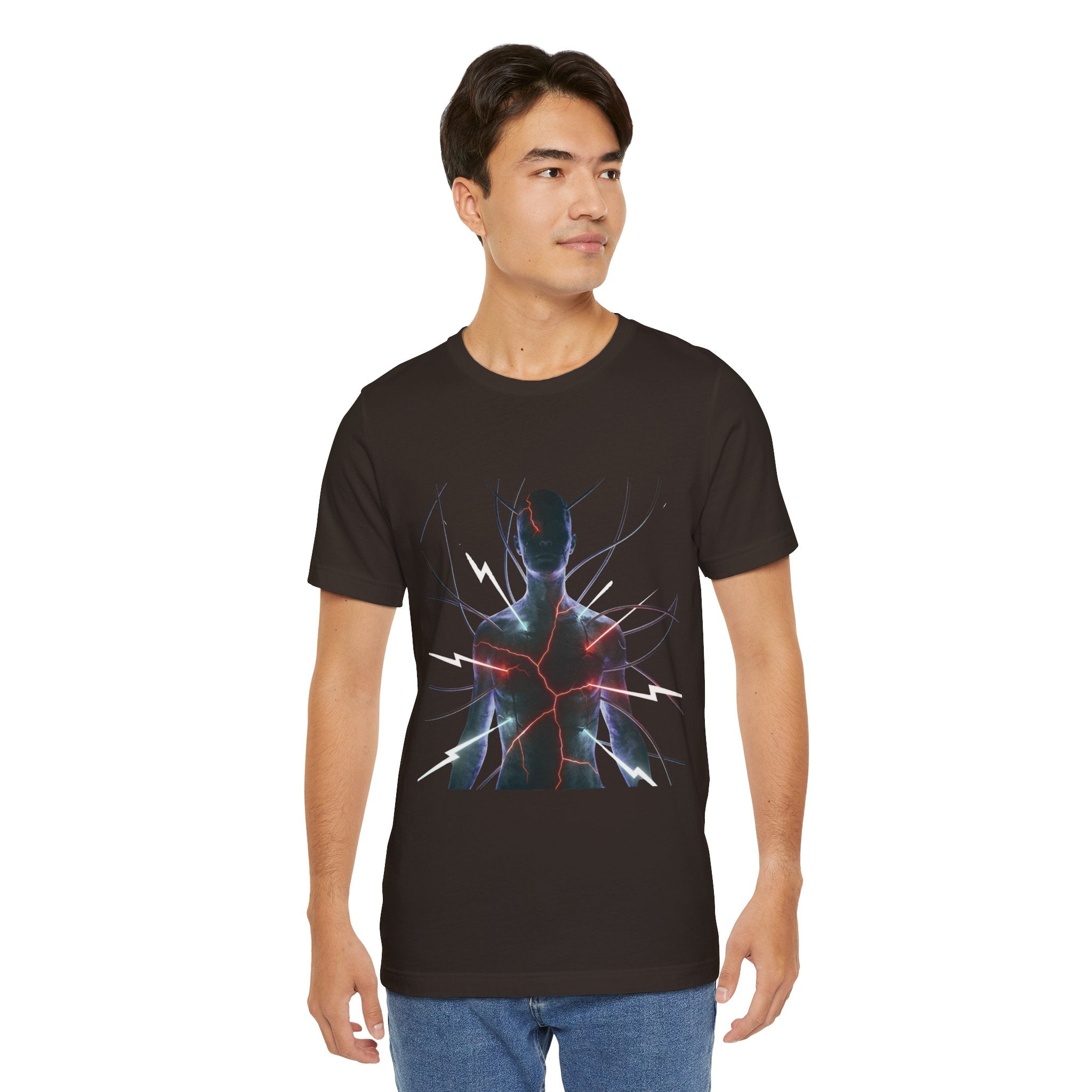 Abstract Electric Silhouette Tee — Futuristic Lightning Graphic T-Shirt