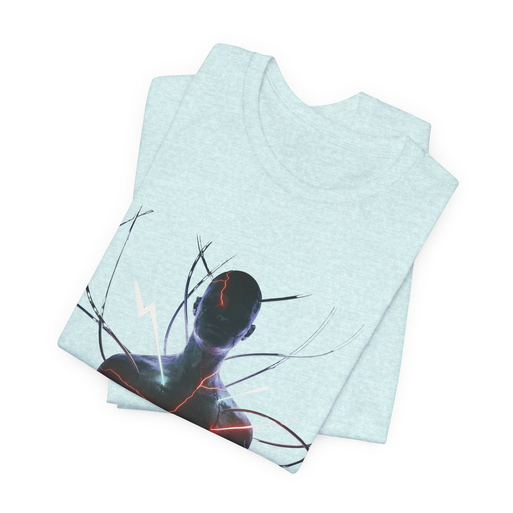 Abstract Electric Silhouette Tee — Futuristic Lightning Graphic T-Shirt