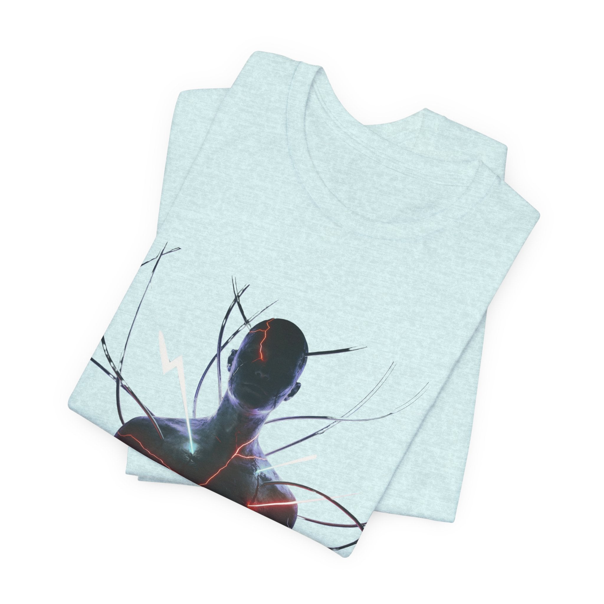 Abstract Electric Silhouette Tee — Futuristic Lightning Graphic T-Shirt