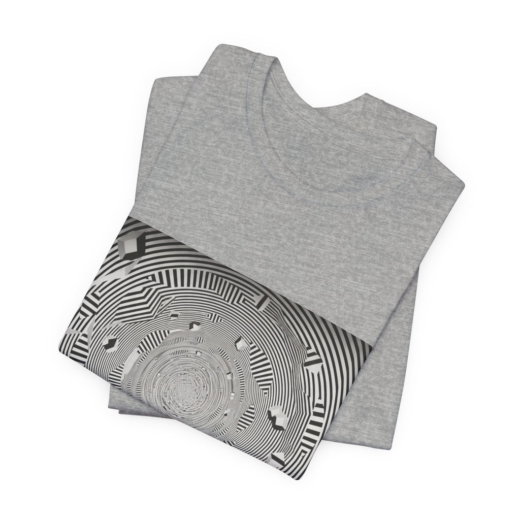 Optical Illusion Band Tee — Silhouette Crowd Spiral Concert Graphic T-Shirt