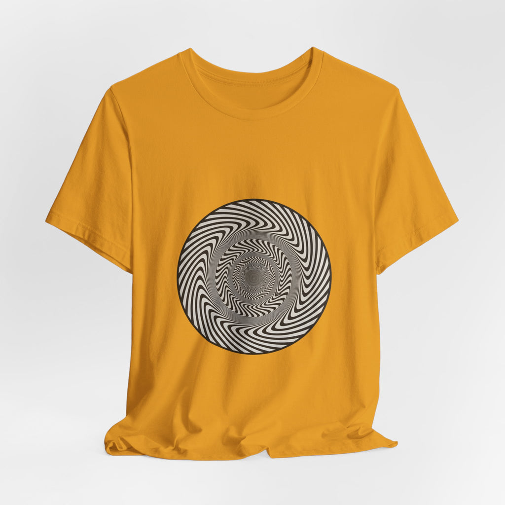 Optical Spiral Illusion Tee - Black Hypnotic Circle Graphic T-Shirt