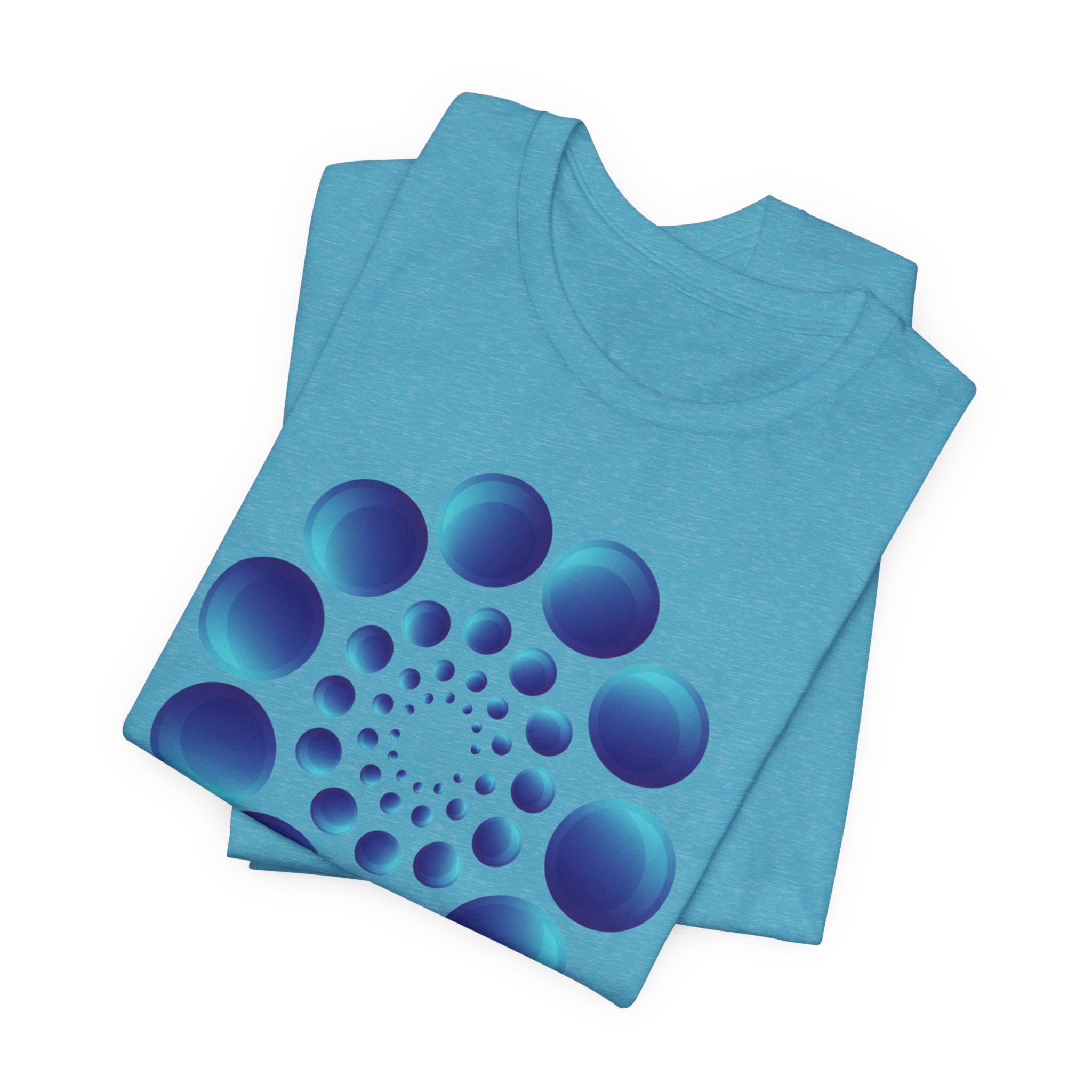 Spiral Blue Dot Tee — Geometric Optical Design T-Shirt