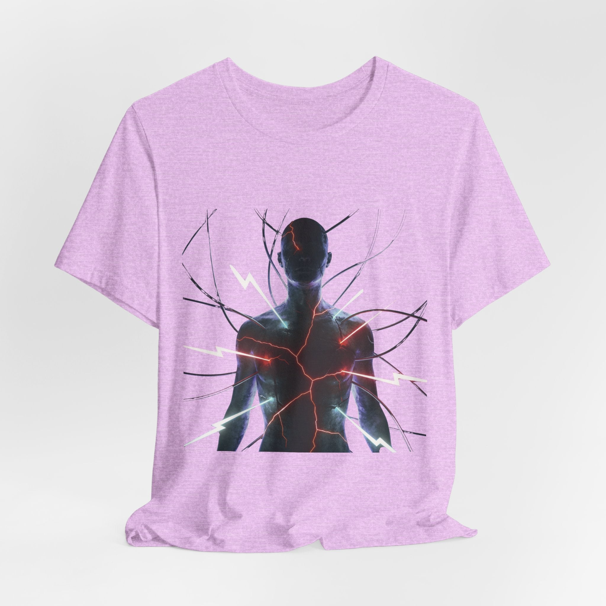Abstract Electric Silhouette Tee — Futuristic Lightning Graphic T-Shirt