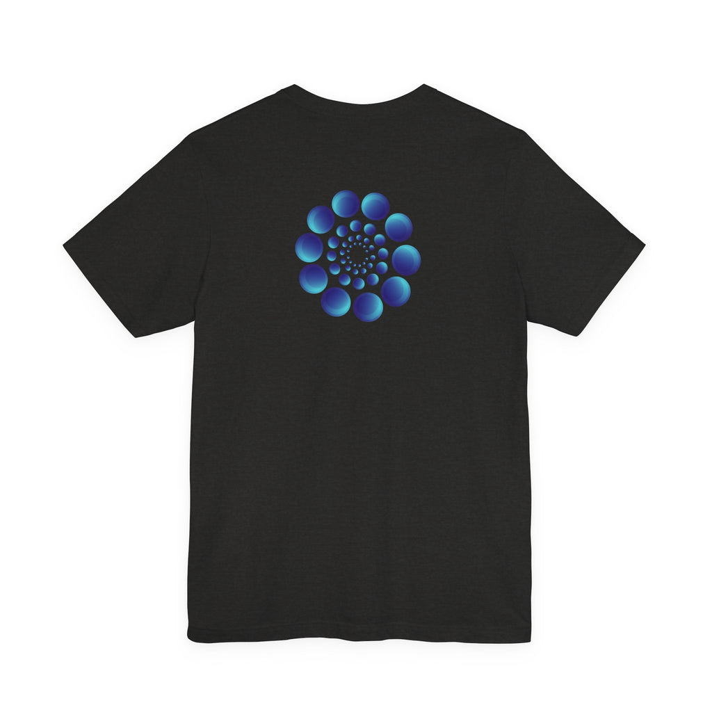 Spiral Blue Dot Tee — Geometric Optical Design T-Shirt