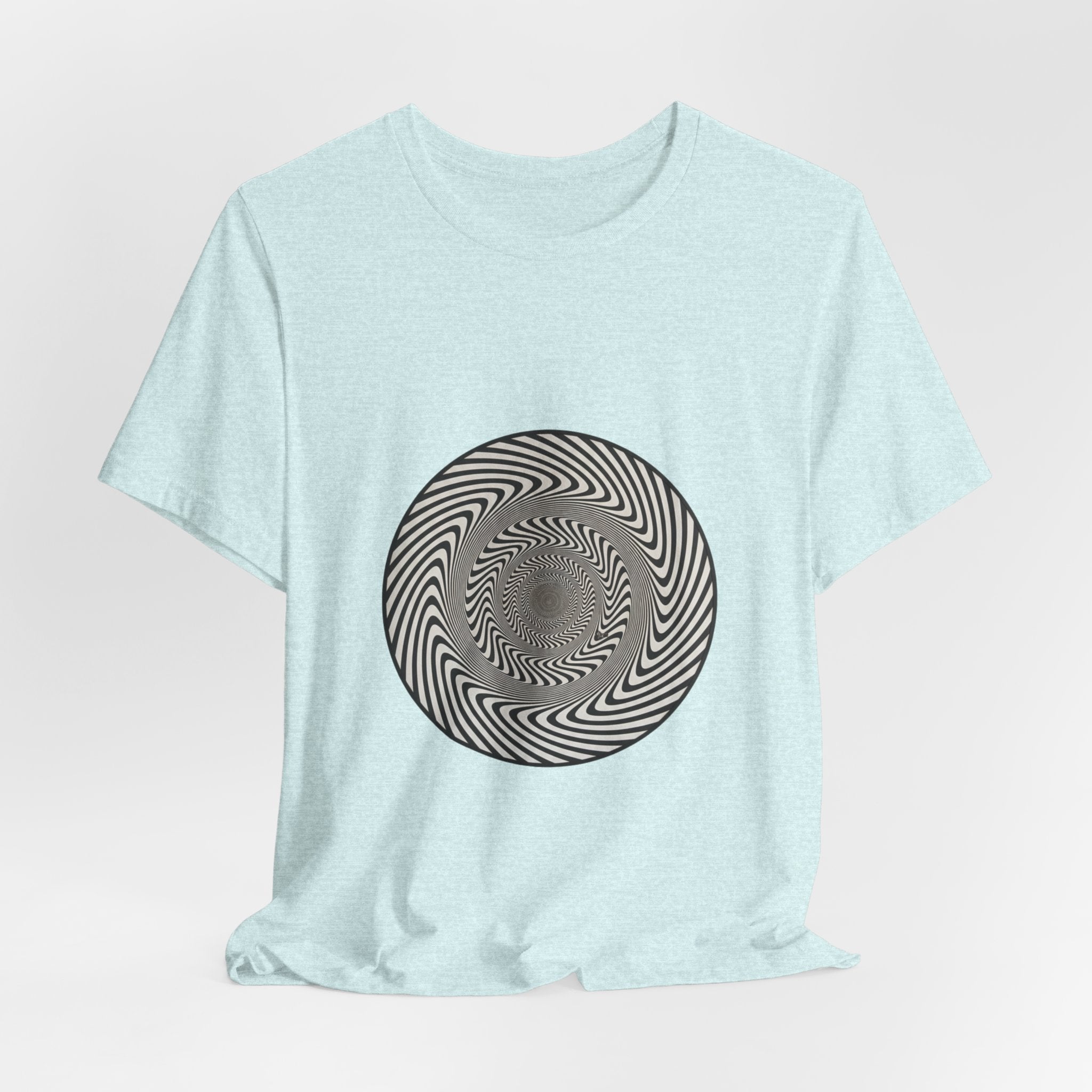 Optical Spiral Illusion Tee - Black Hypnotic Circle Graphic T-Shirt