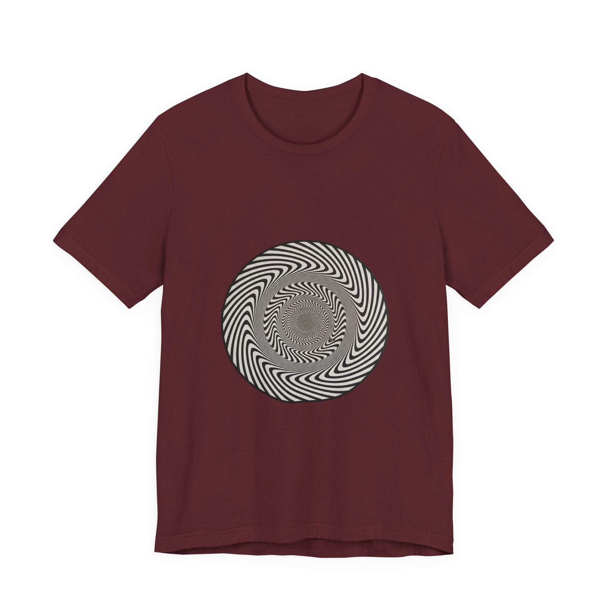 Optical Spiral Illusion Tee - Black Hypnotic Circle Graphic T-Shirt