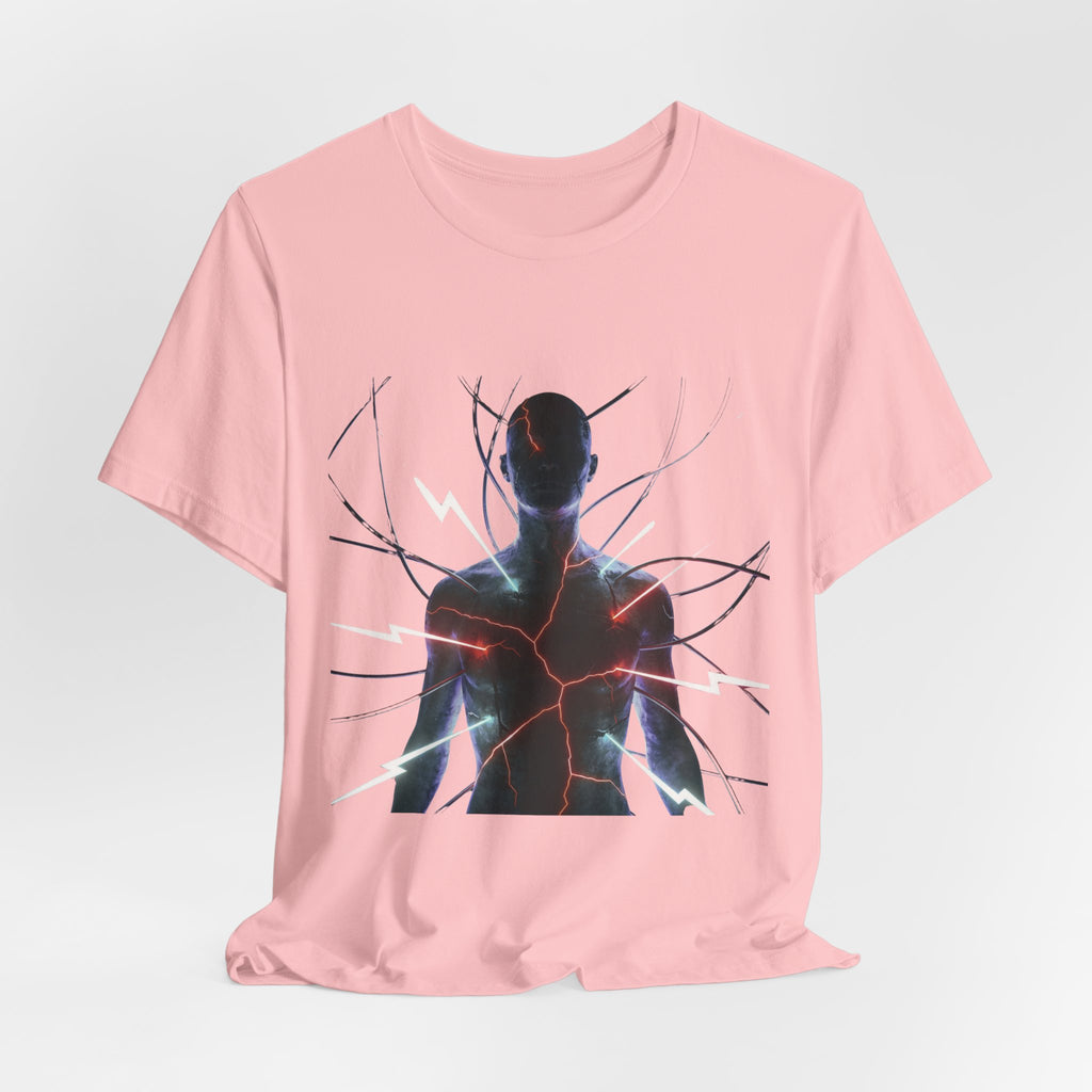 Abstract Electric Silhouette Tee — Futuristic Lightning Graphic T-Shirt