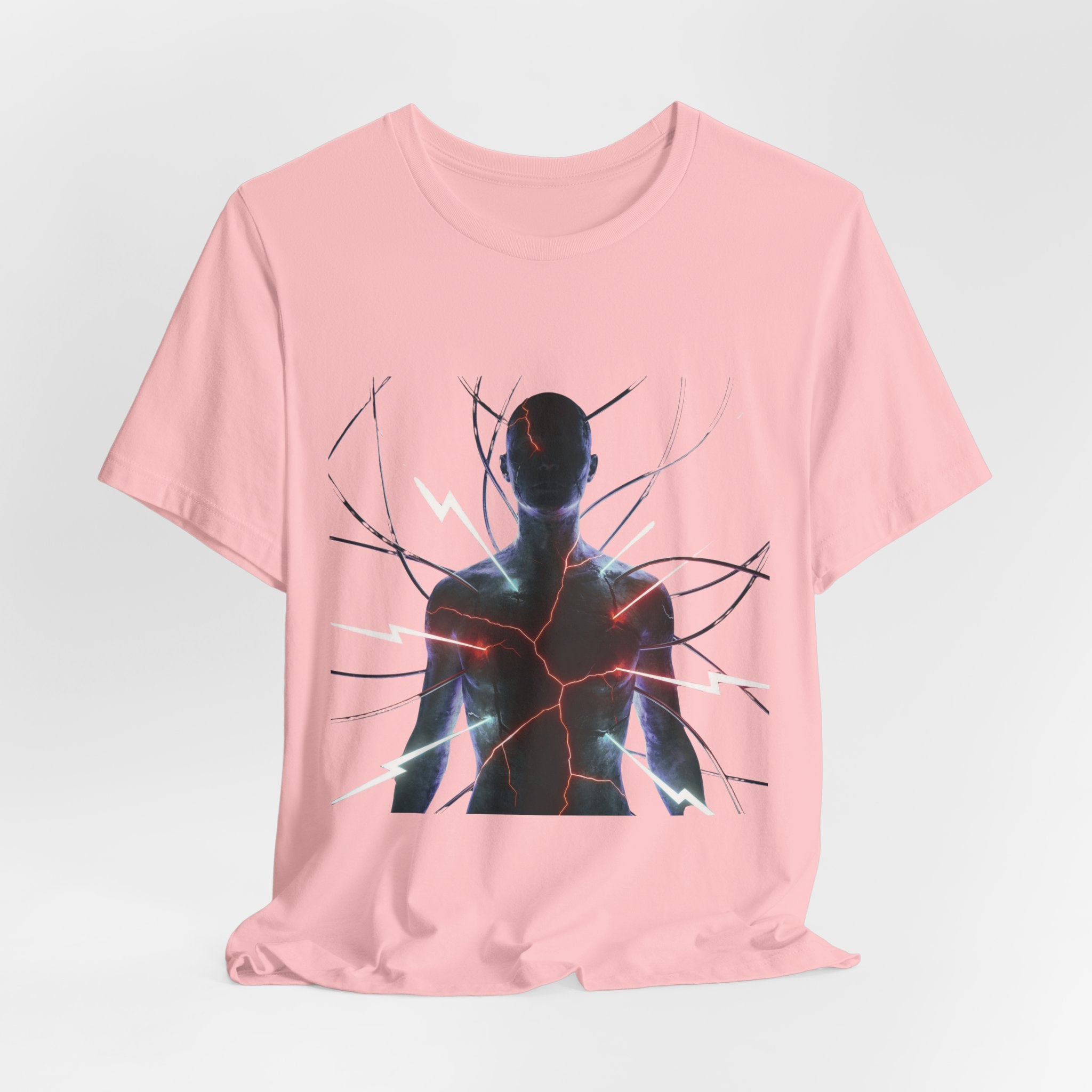Abstract Electric Silhouette Tee — Futuristic Lightning Graphic T-Shirt