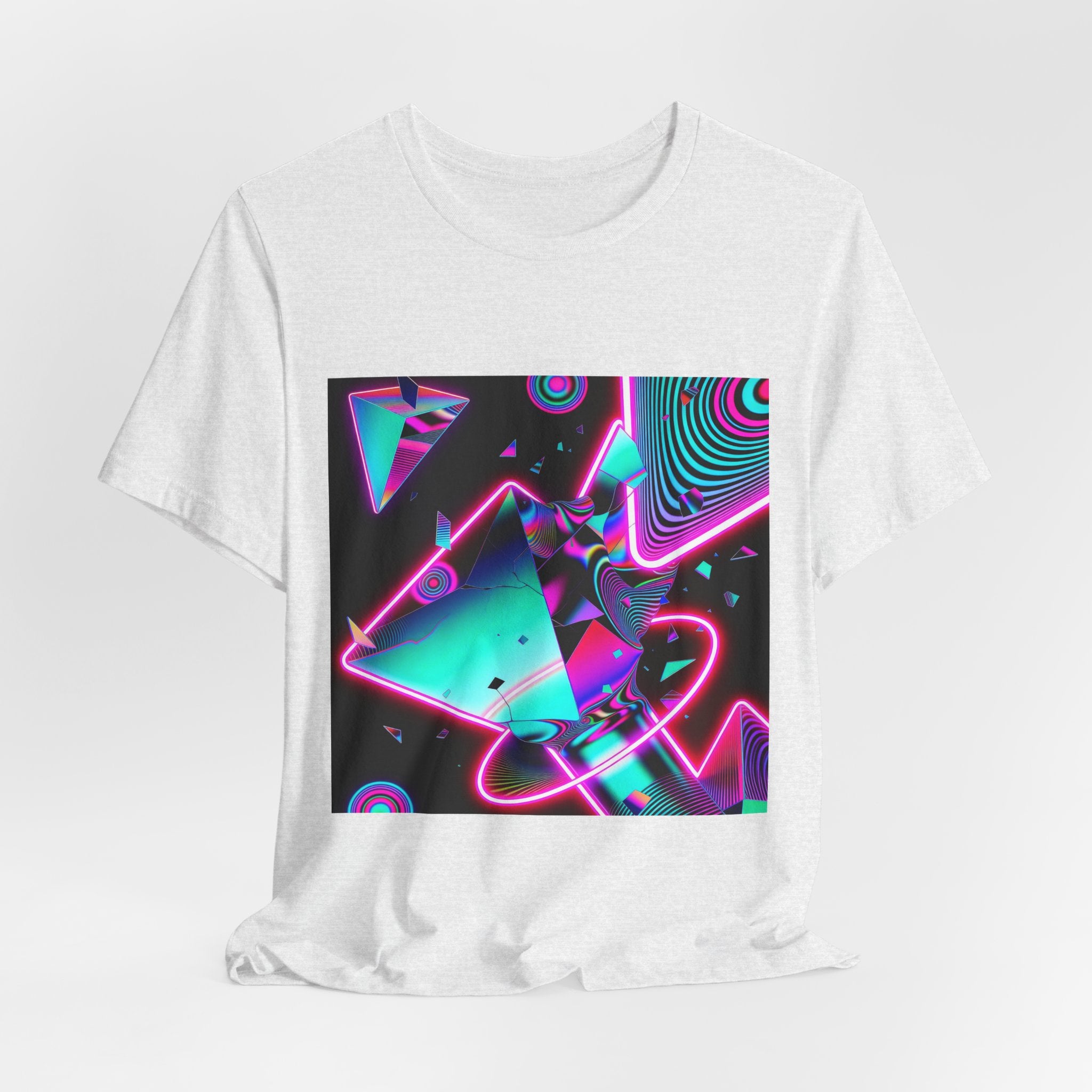 Retro Neon Vaporwave T-Shirt – 80s Synthwave Geometric Tee