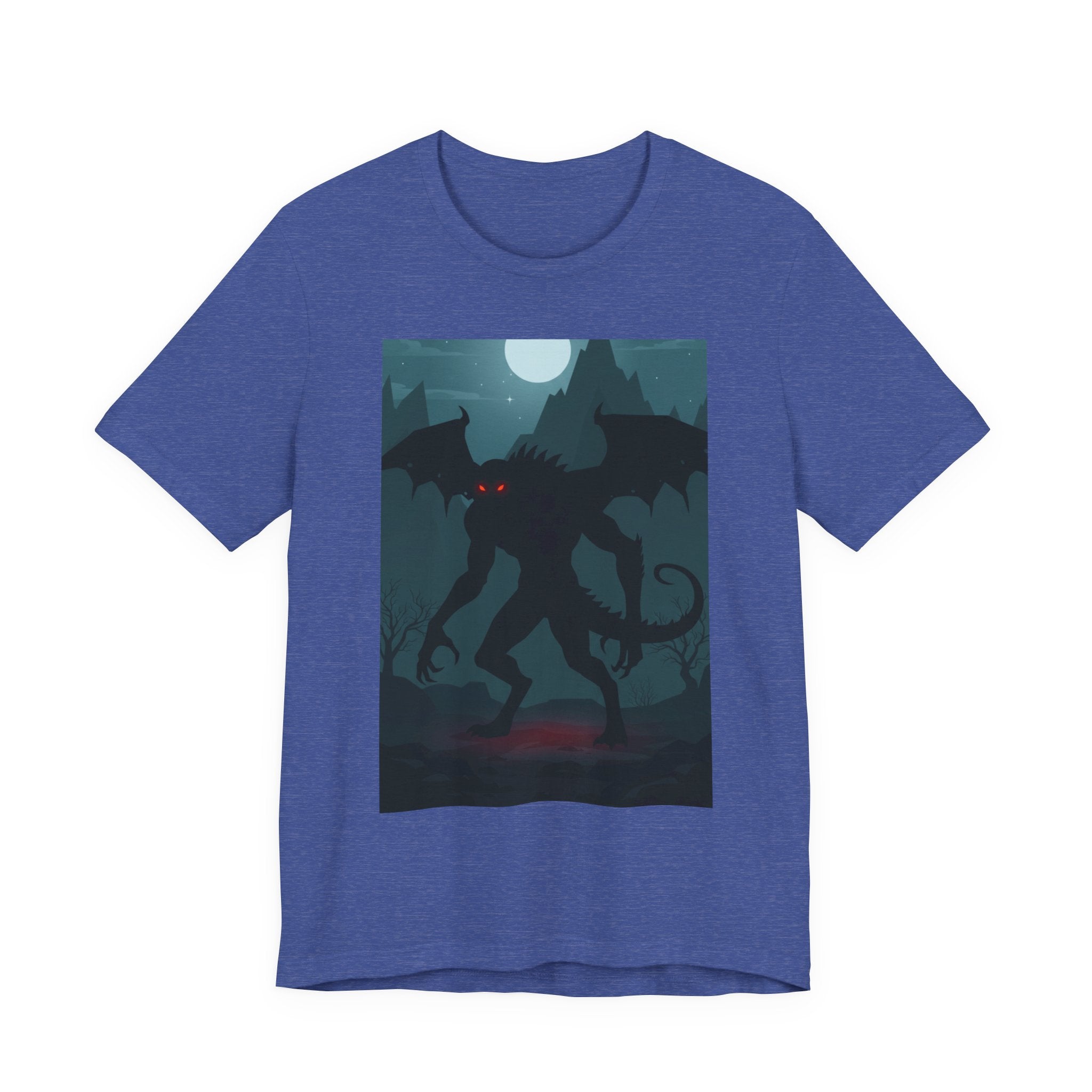 Cthulhu Nightscape T-Shirt — Lovecraftian Monster Tee with Glowing Red Eyes