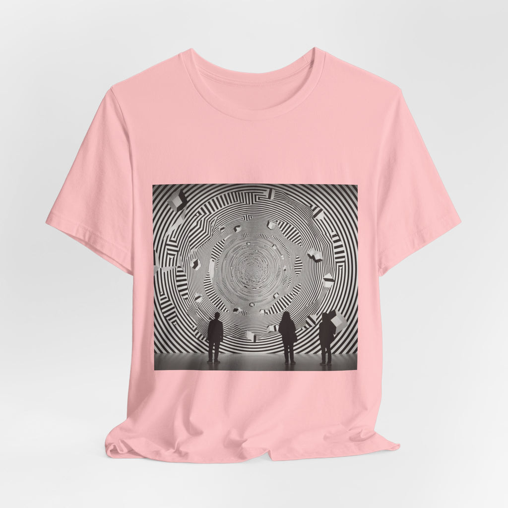 Optical Illusion Band Tee — Silhouette Crowd Spiral Concert Graphic T-Shirt