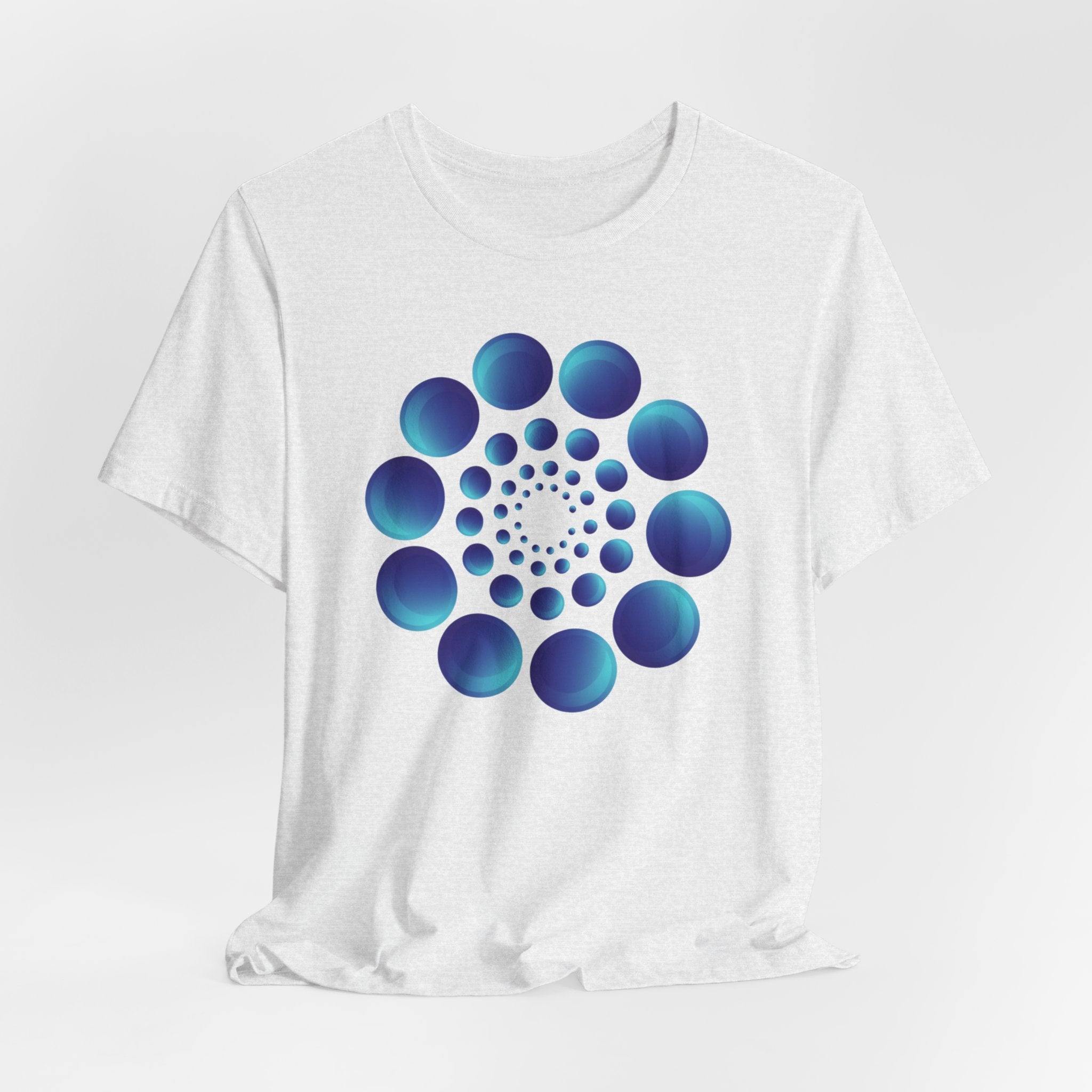 Spiral Blue Dot Tee — Geometric Optical Design T-Shirt