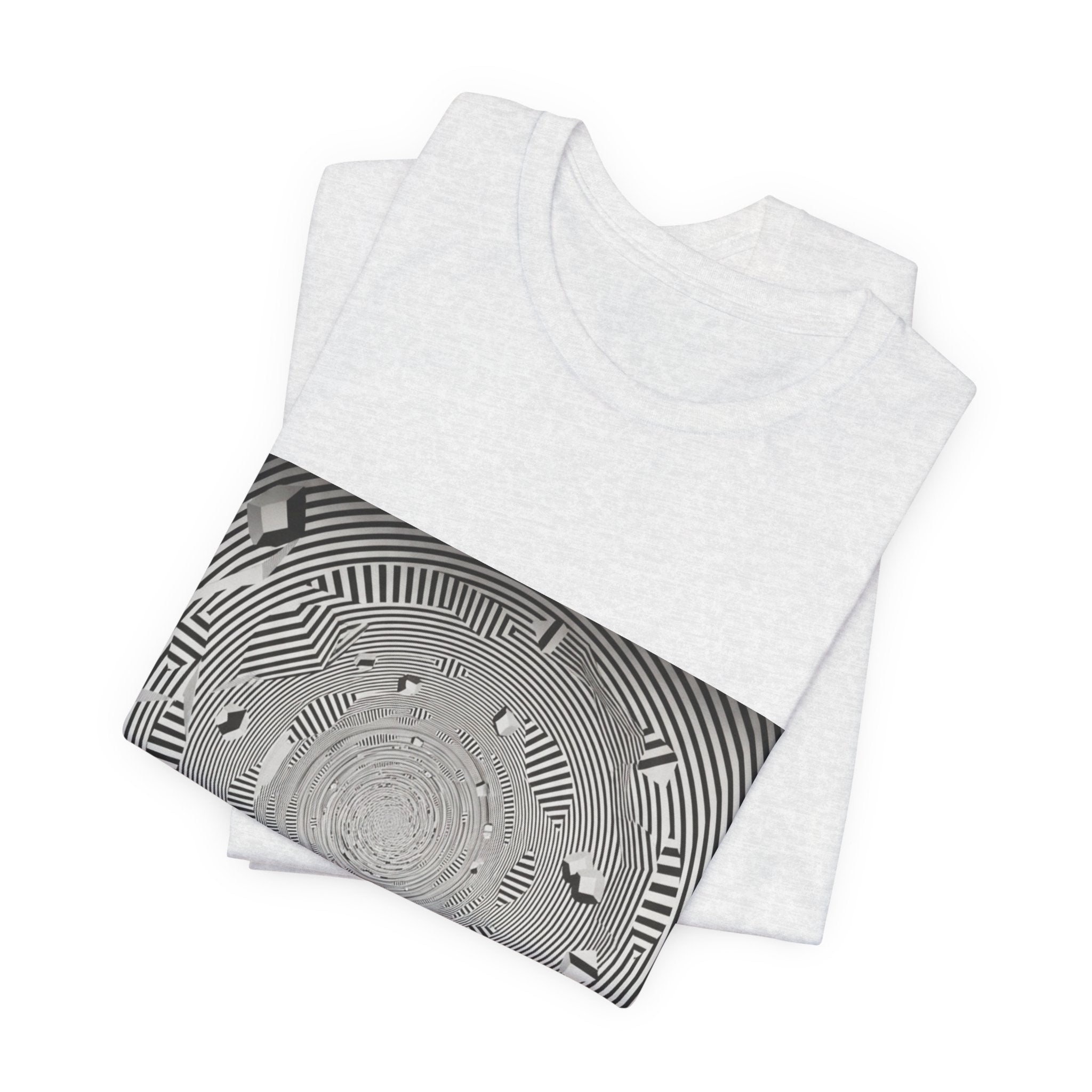 Optical Illusion Band Tee — Silhouette Crowd Spiral Concert Graphic T-Shirt
