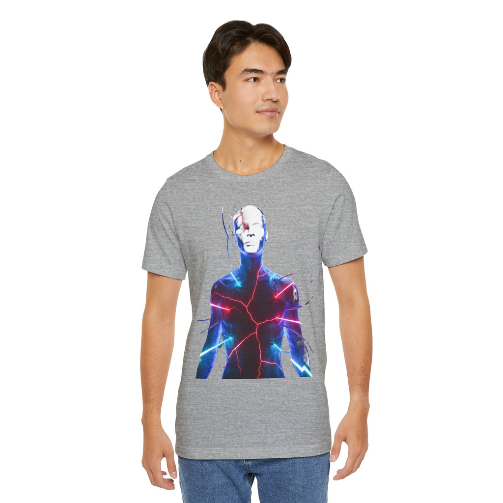 Electric Human Silhouette Tee — Neon Lightning Graphic T‑Shirt