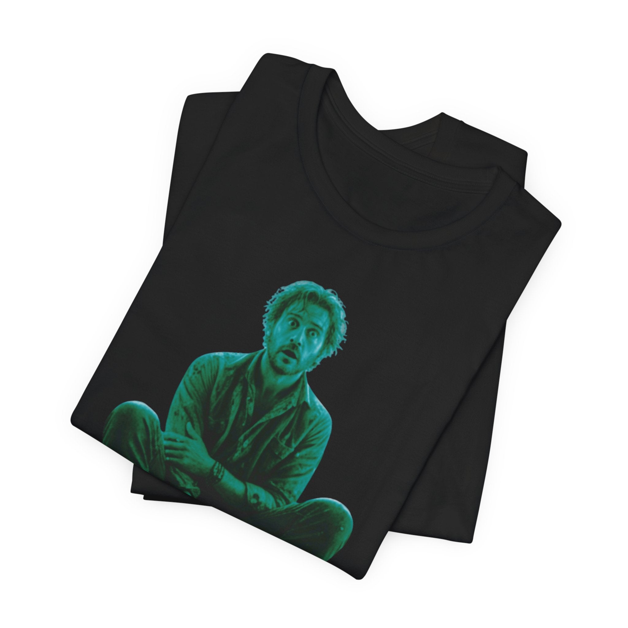 Sitting Silhouette Tee — Moody Green Portrait Graphic T-Shirt