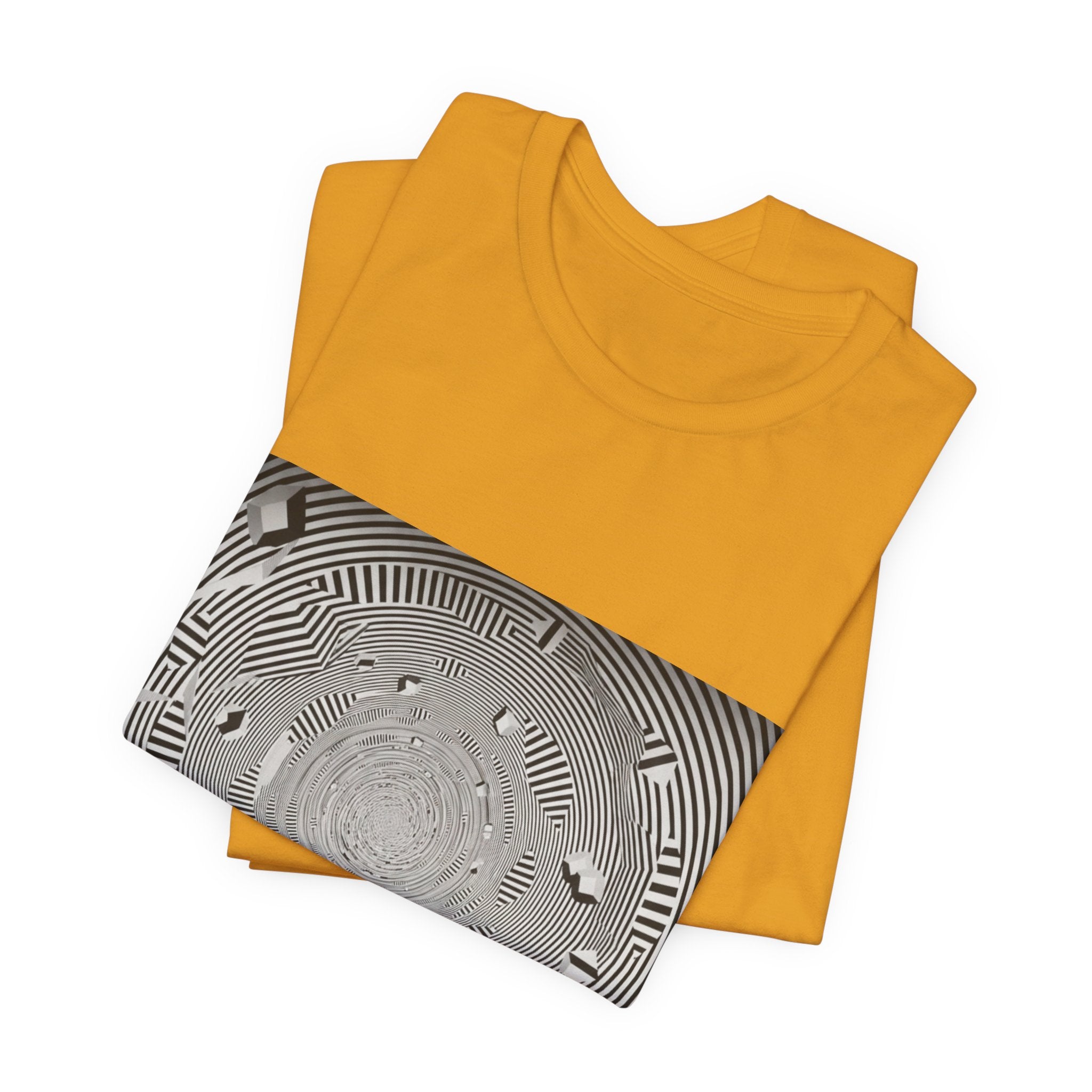 Optical Illusion Band Tee — Silhouette Crowd Spiral Concert Graphic T-Shirt