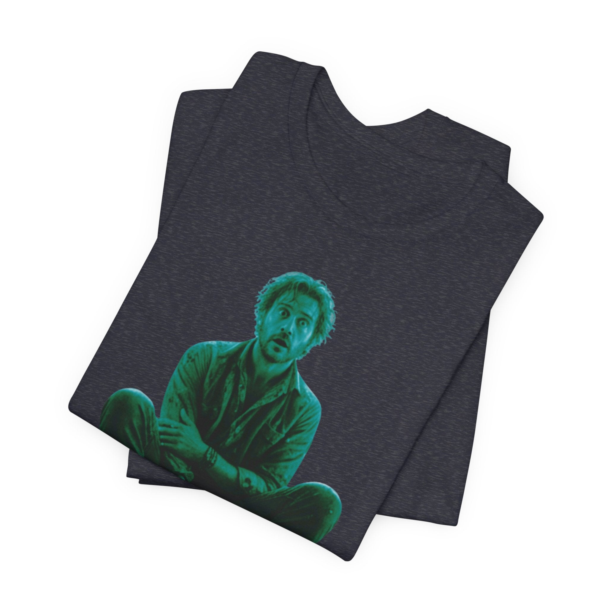 Sitting Silhouette Tee — Moody Green Portrait Graphic T-Shirt