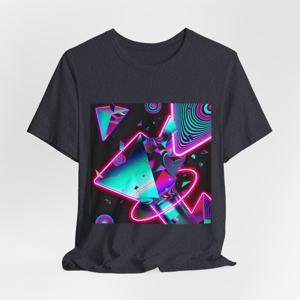 Retro Neon Vaporwave T-Shirt – 80s Synthwave Geometric Tee