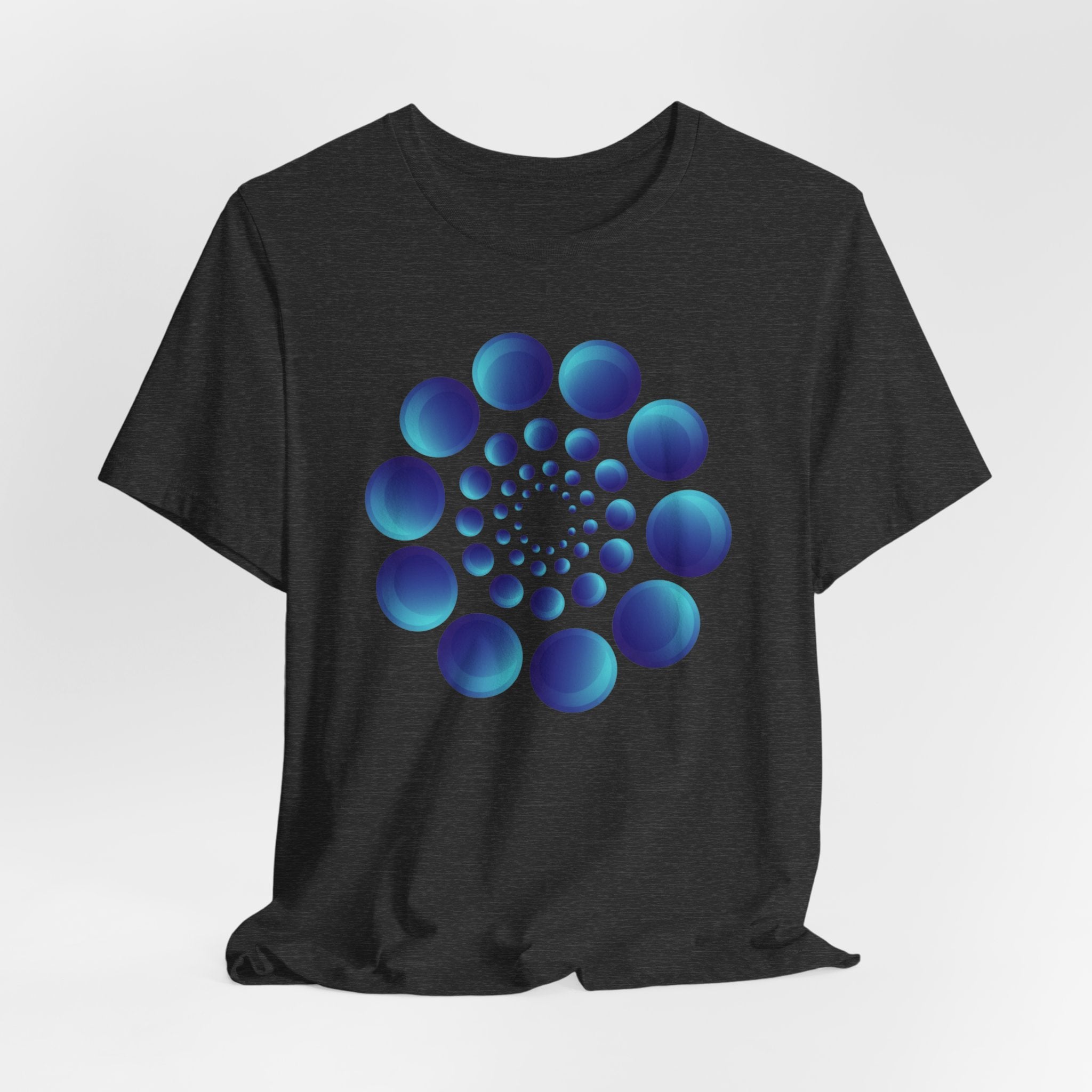 Spiral Blue Dot Tee — Geometric Optical Design T-Shirt