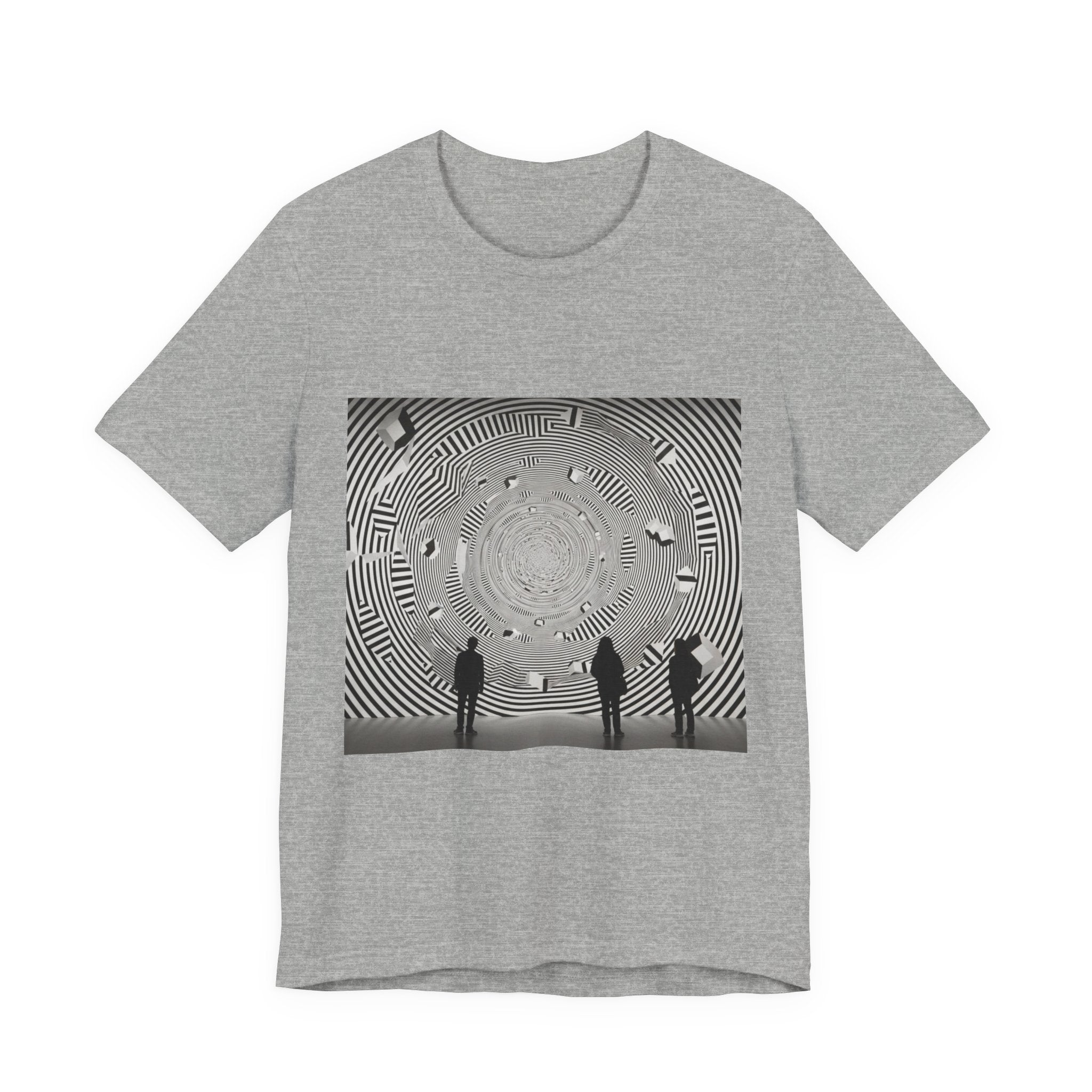 Optical Illusion Band Tee — Silhouette Crowd Spiral Concert Graphic T-Shirt