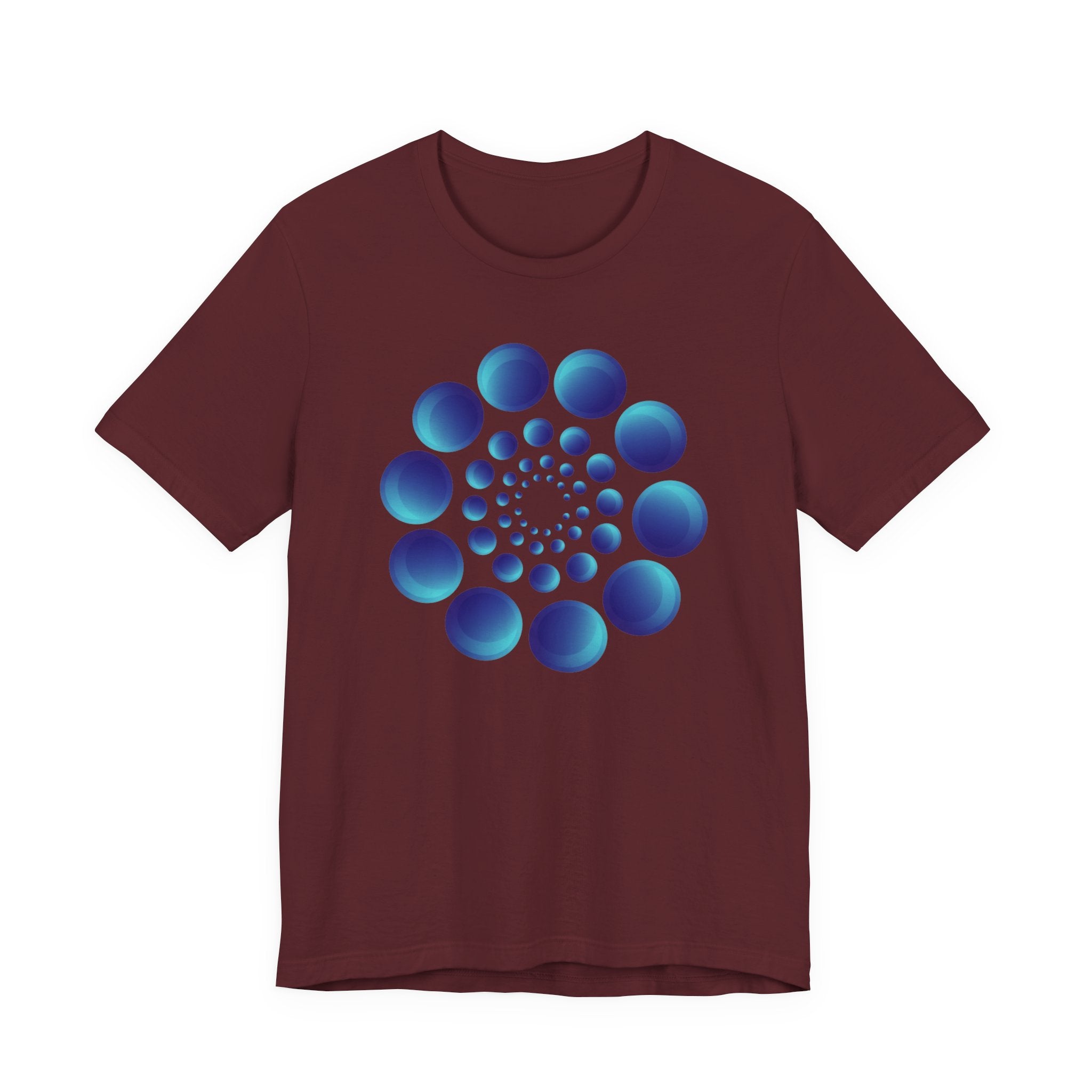 Spiral Blue Dot Tee — Geometric Optical Design T-Shirt