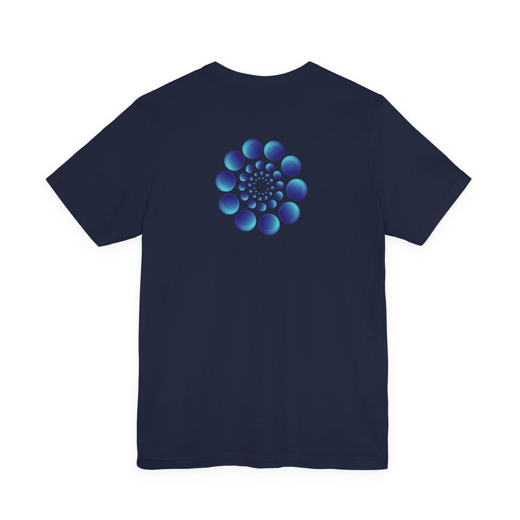 Spiral Blue Dot Tee — Geometric Optical Design T-Shirt