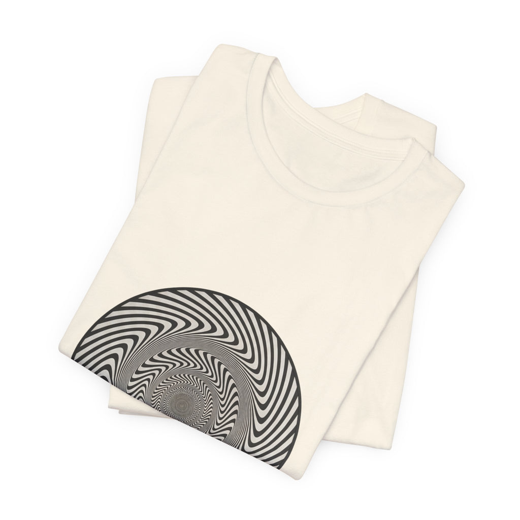 Optical Spiral Illusion Tee - Black Hypnotic Circle Graphic T-Shirt