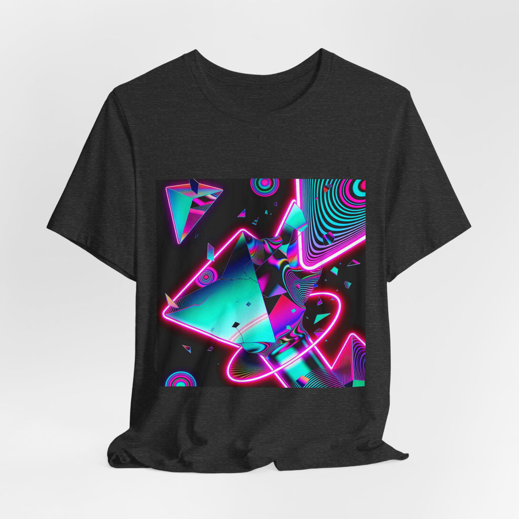Retro Neon Vaporwave T-Shirt – 80s Synthwave Geometric Tee